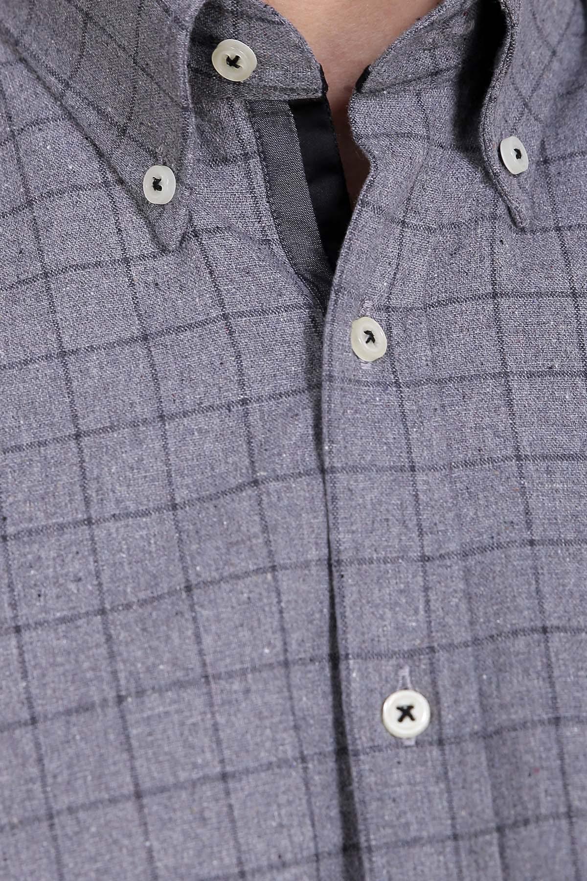 SEMI FORMAL SHIRTS BUTTON DOWN WINTER FULL SLEEVE GREY at Charcoal Clothing