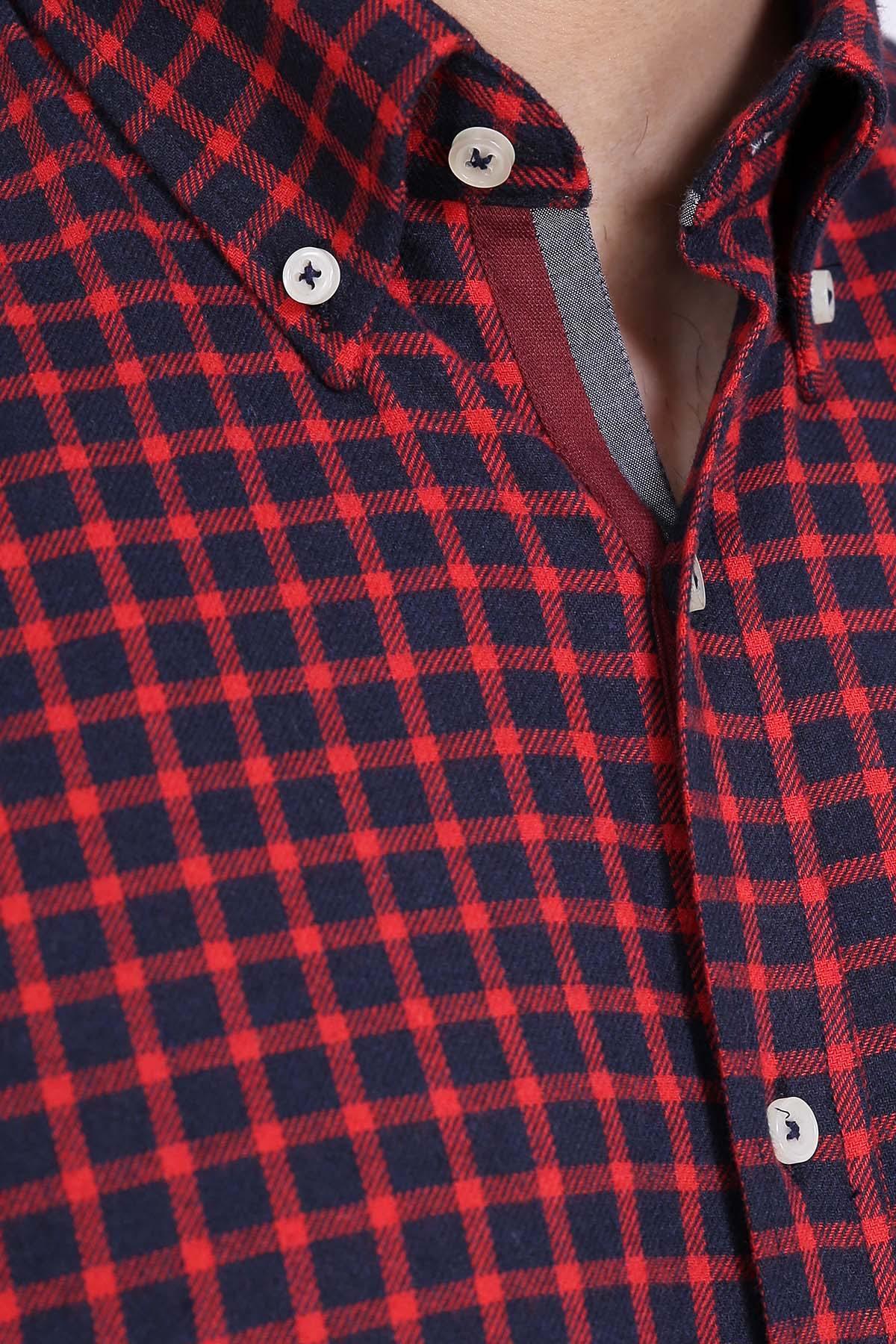 SEMI FORMAL SHIRTS BUTTON DOWN  WINTER FULL SLEEVE RED NAVY at Charcoal Clothing