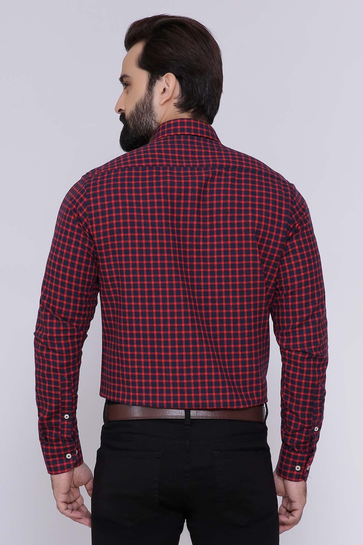 SEMI FORMAL SHIRTS BUTTON DOWN  WINTER FULL SLEEVE RED NAVY at Charcoal Clothing