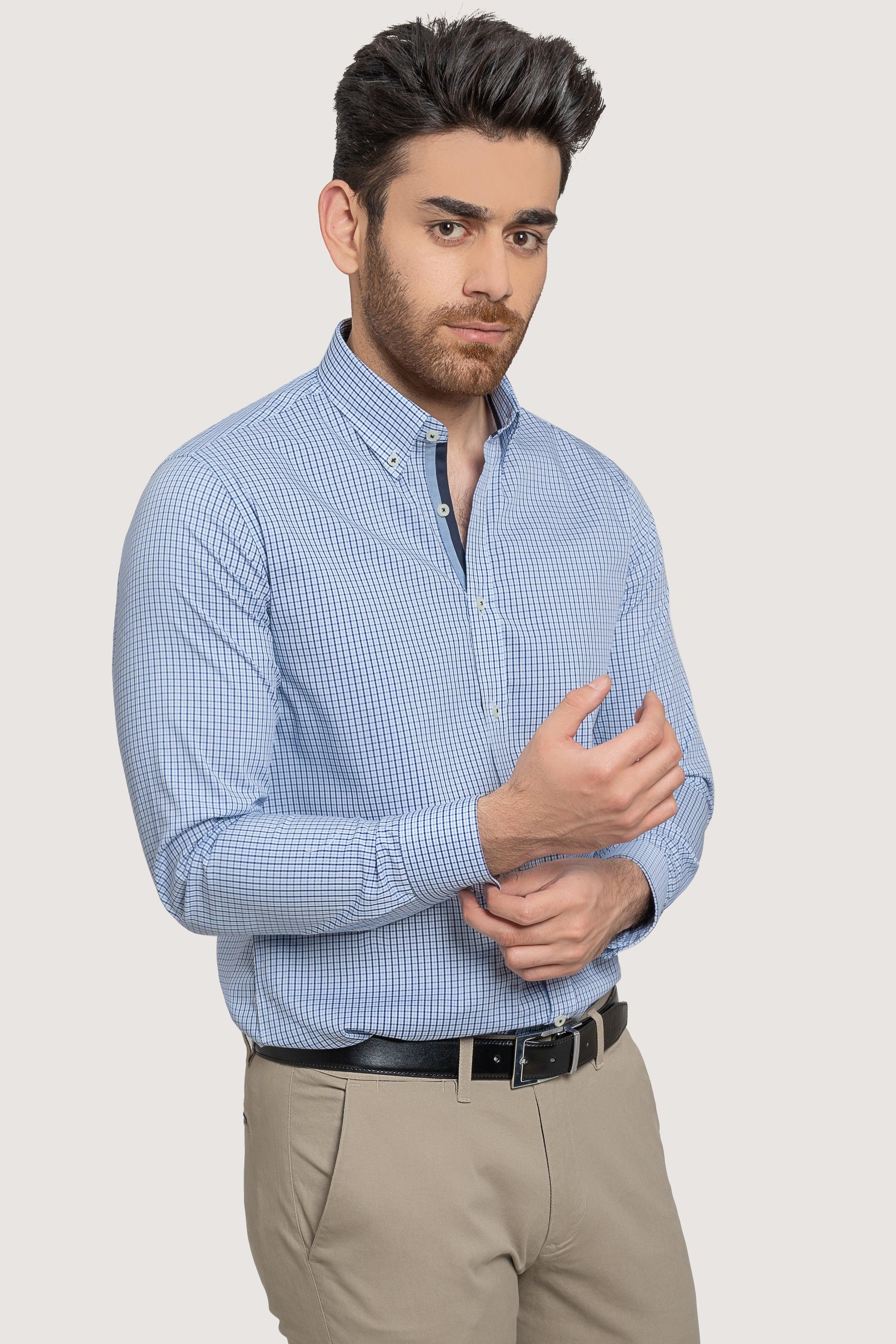 SEMI FORMAL SKY BLUE CHECK at Charcoal Clothing