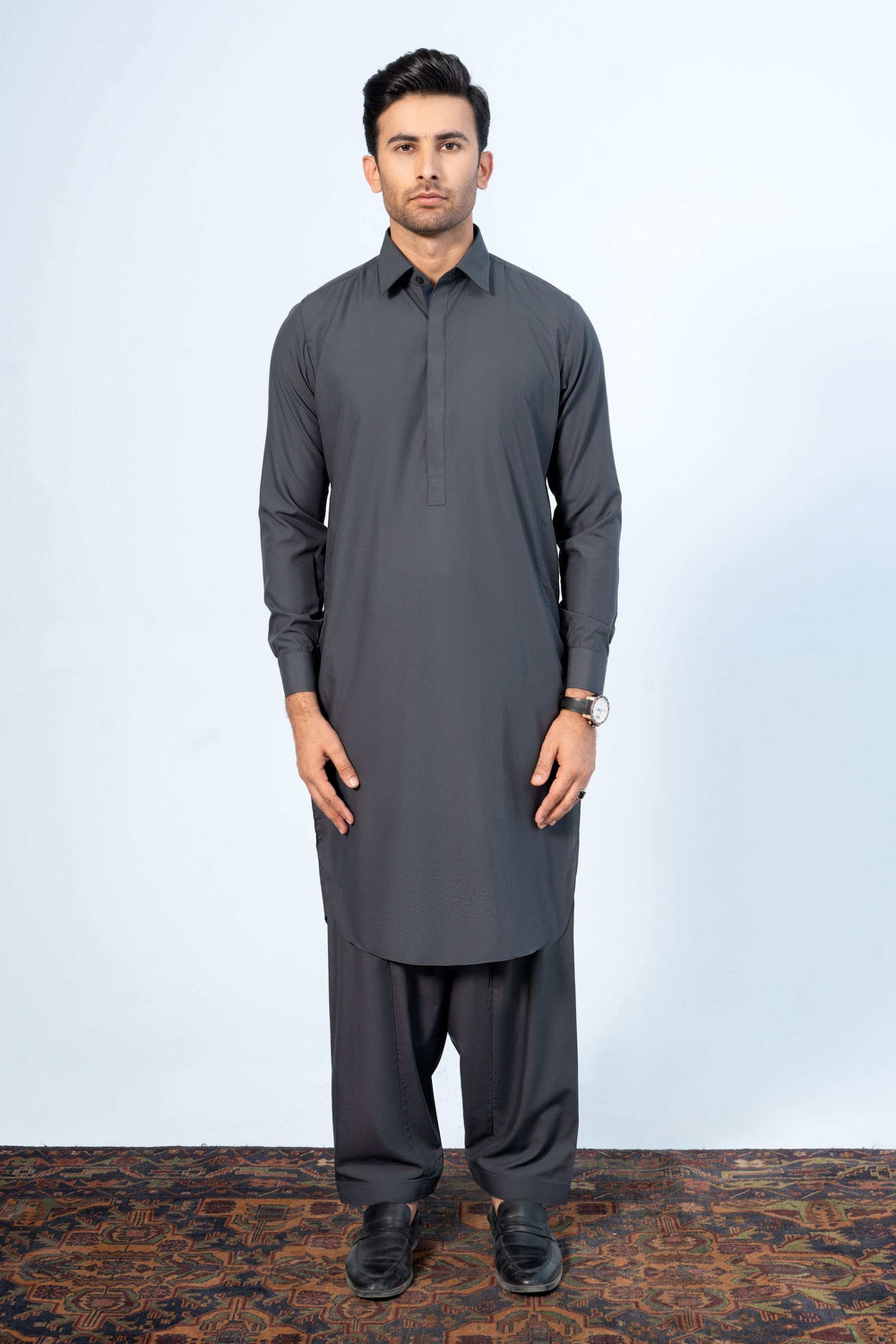 Dark Grey Shalwar Kameez Fabric Cut Piece – 5M