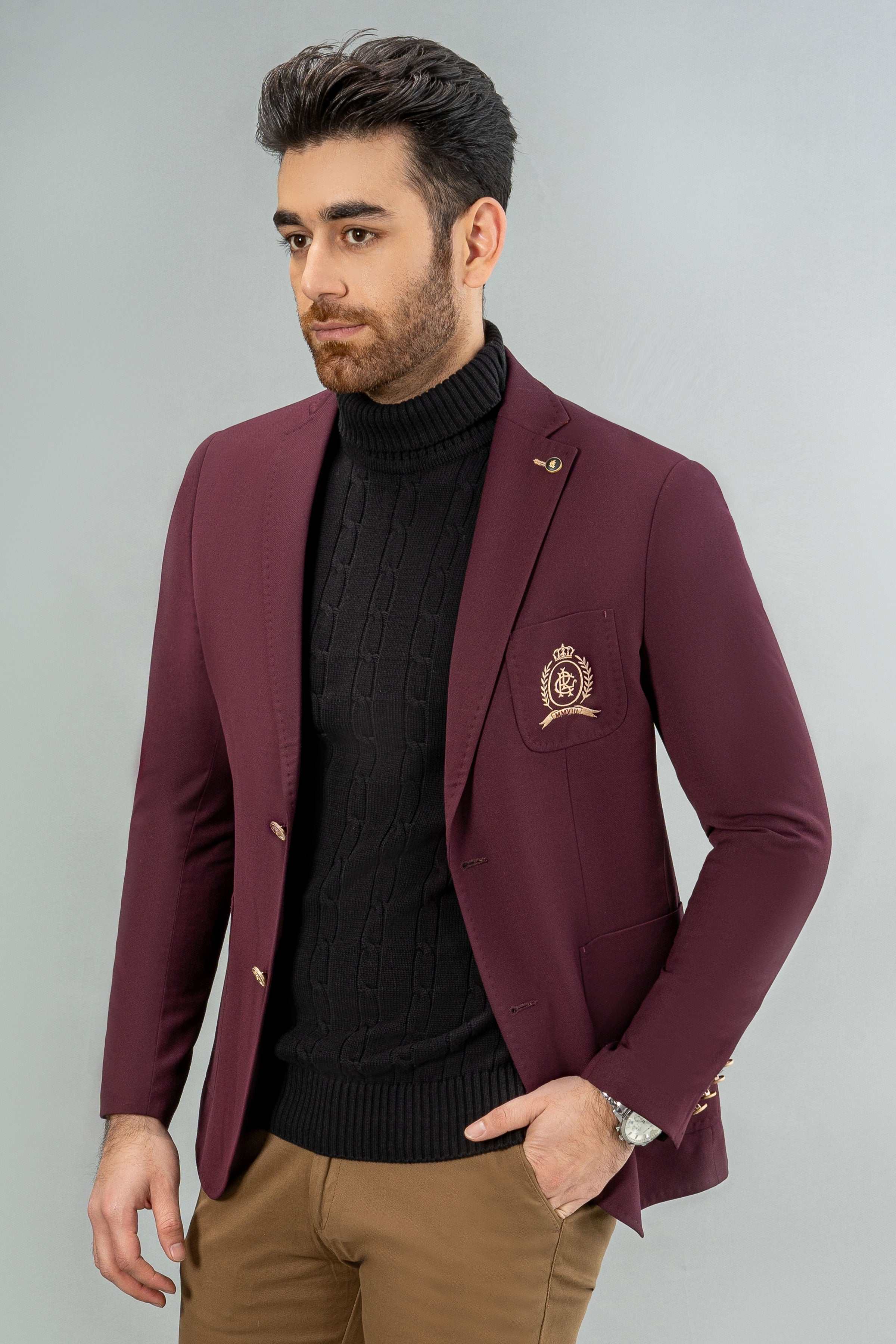 Shop SIGNATURE CASUAL COAT MAROON For Men Online