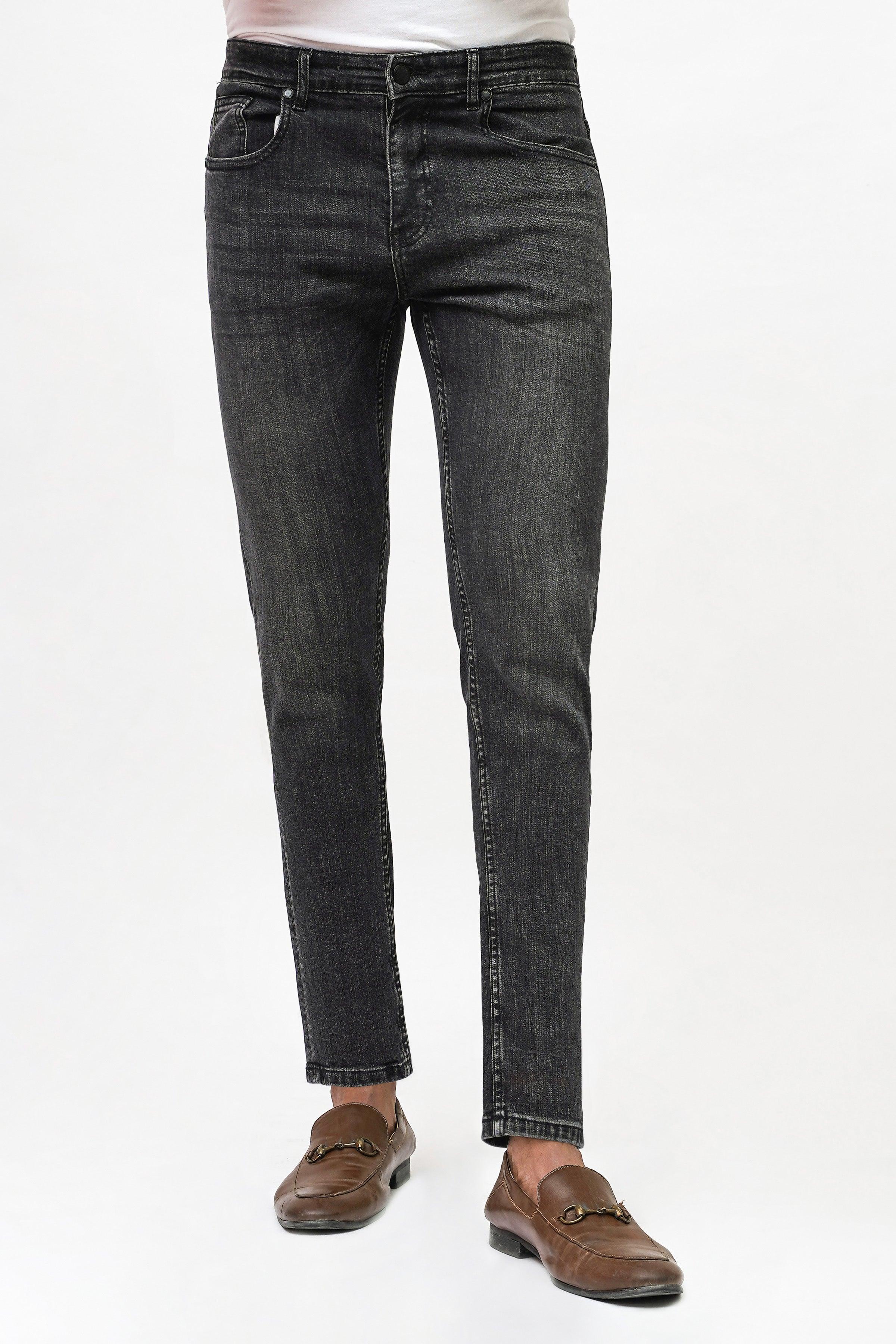 SKINNY FIT DARK GREY DENIM JEANS at Charcoal Clothing