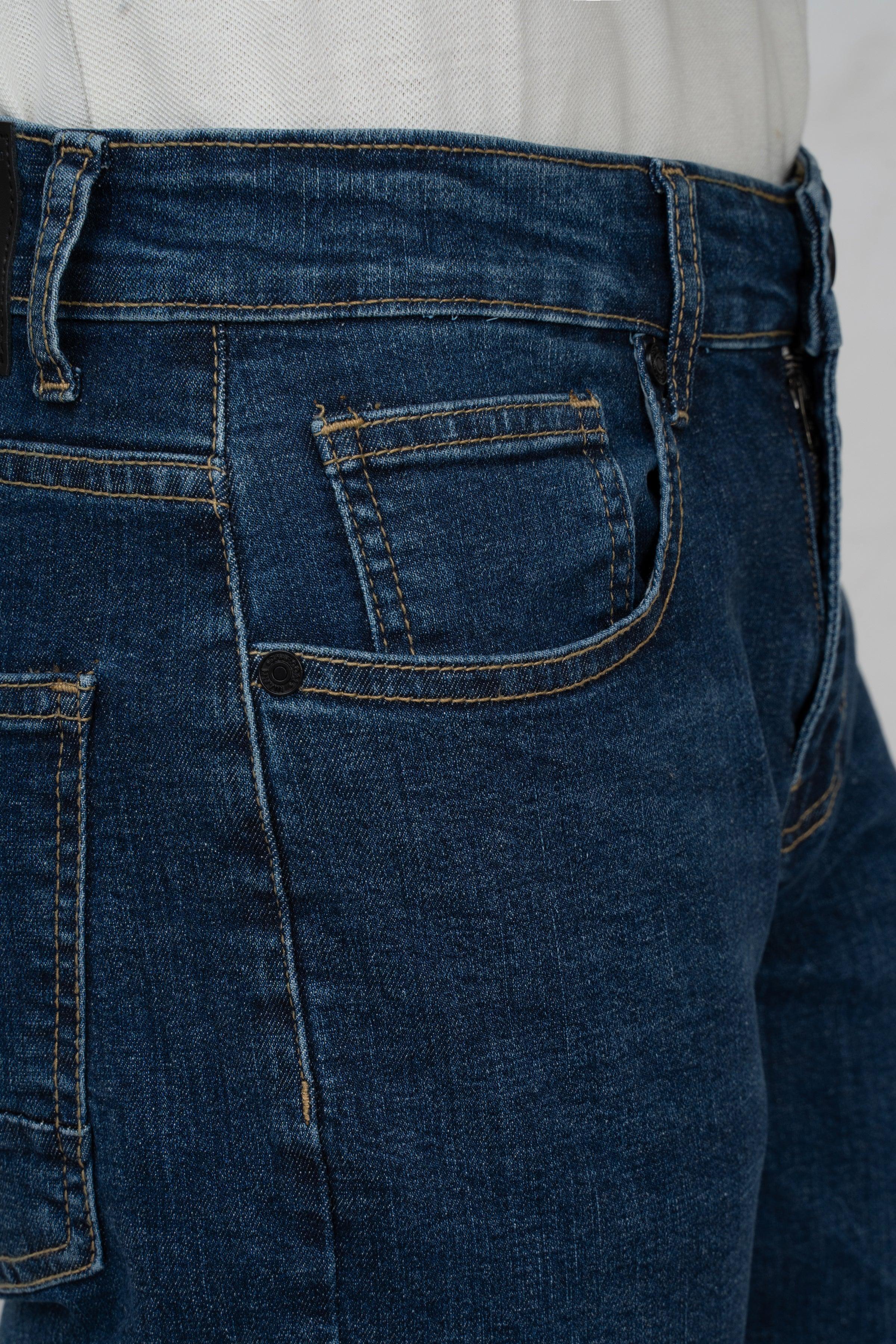 SKINNY LEG DENIM JEANS DARK BLUE at Charcoal Clothing