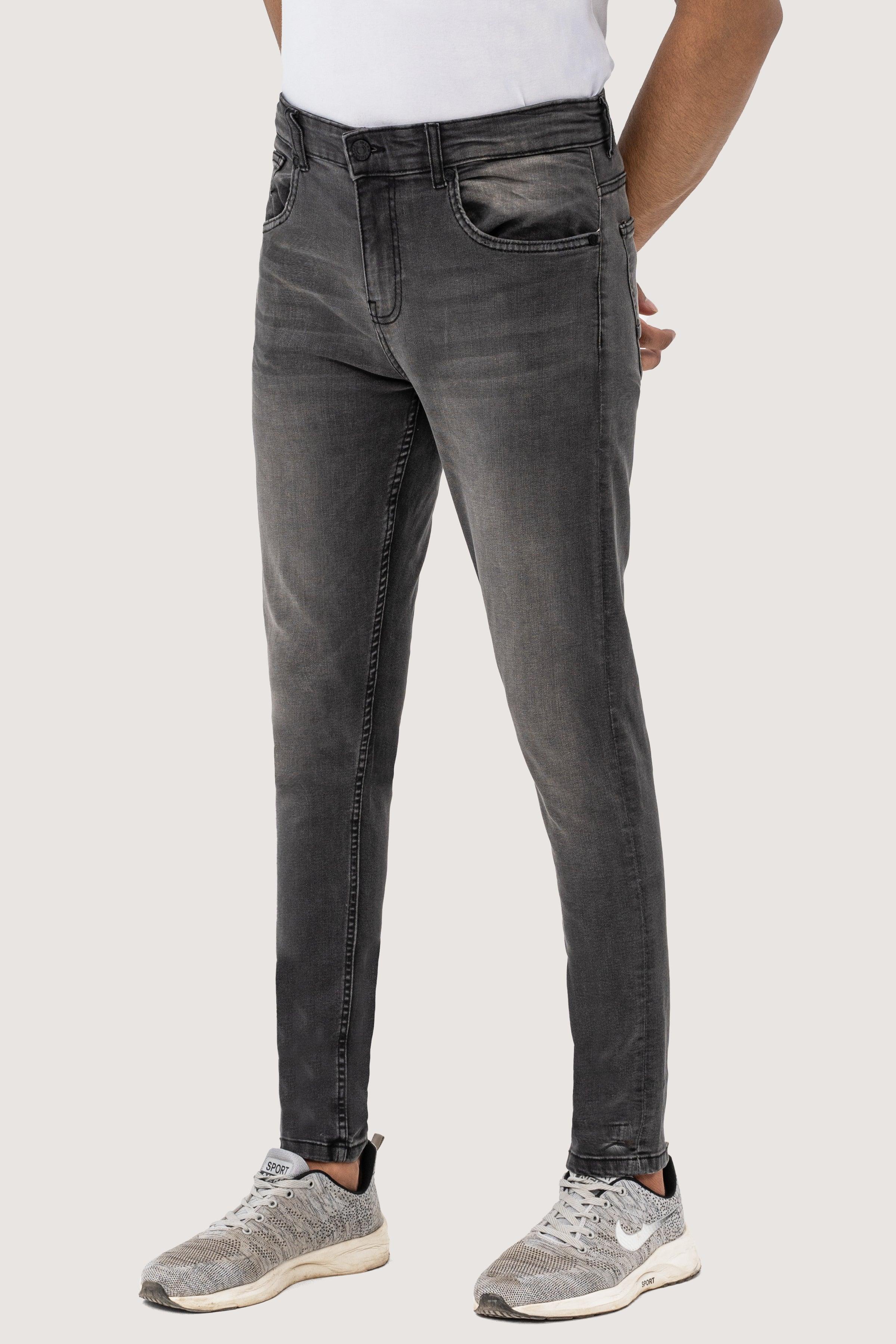 SKINNY LEG DENIM JEANS DARK GREY at Charcoal Clothing