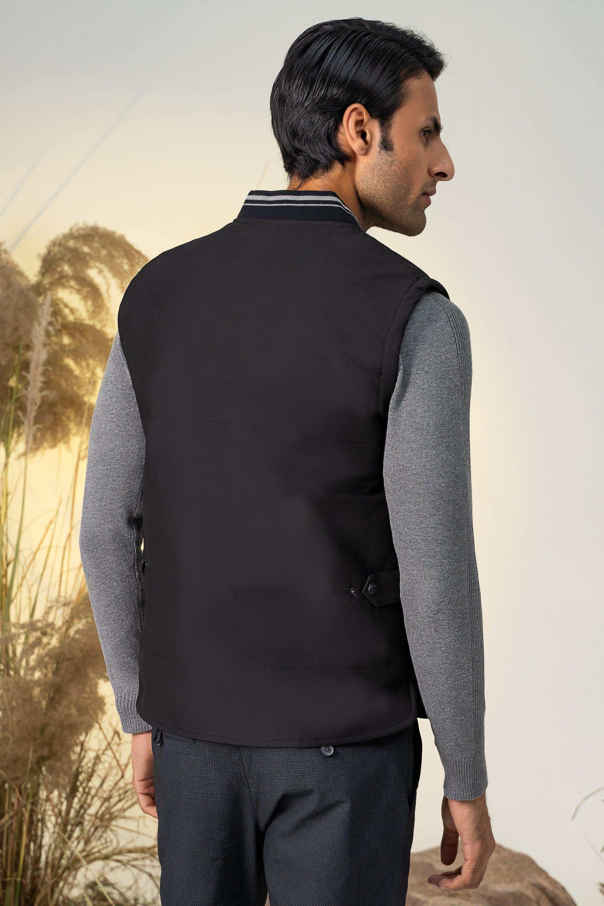 SLEEVELESS QUILTED JACKET BLACK at Charcoal Clothing