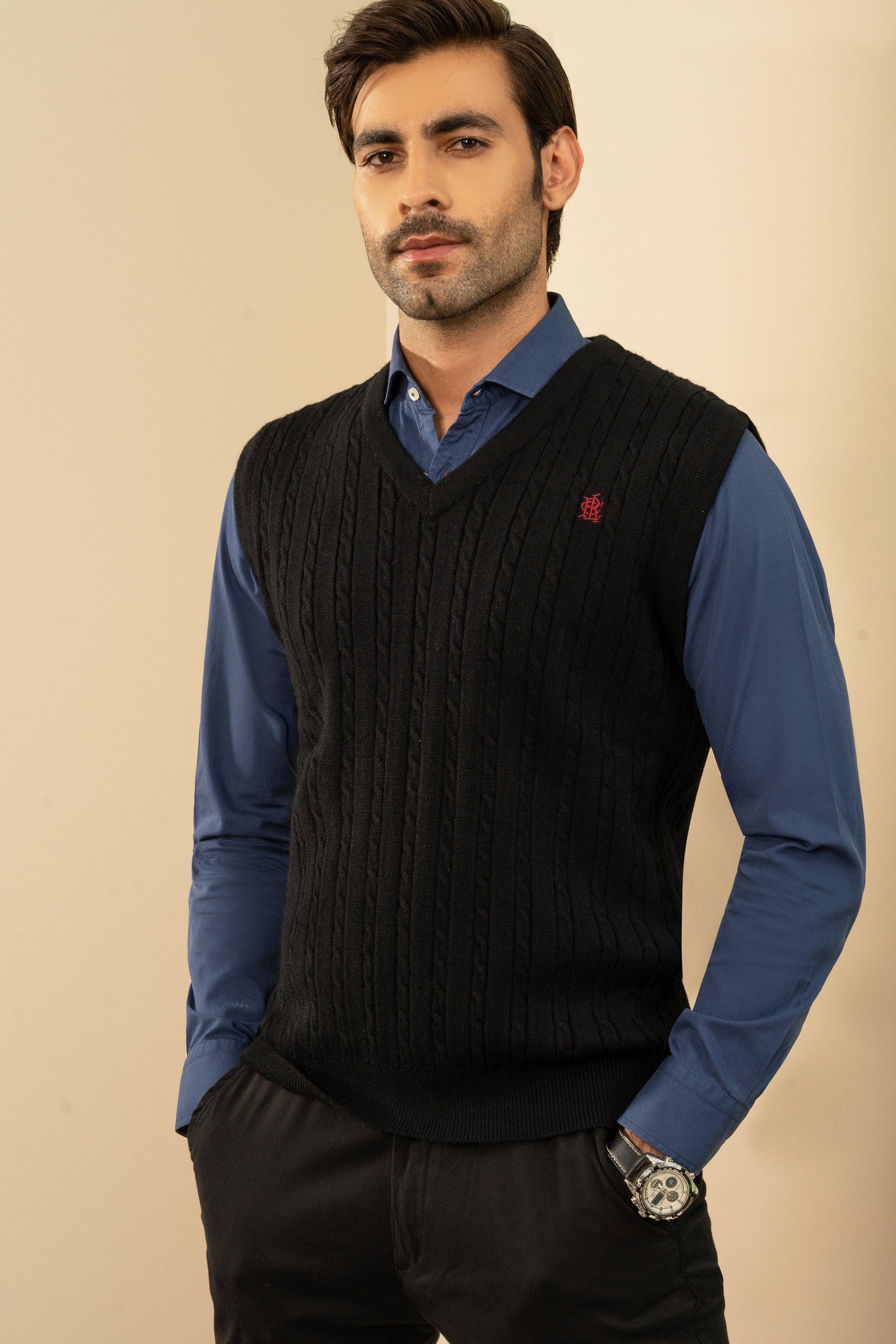 SLEEVELESS SWEATER BLACK at Charcoal Clothing