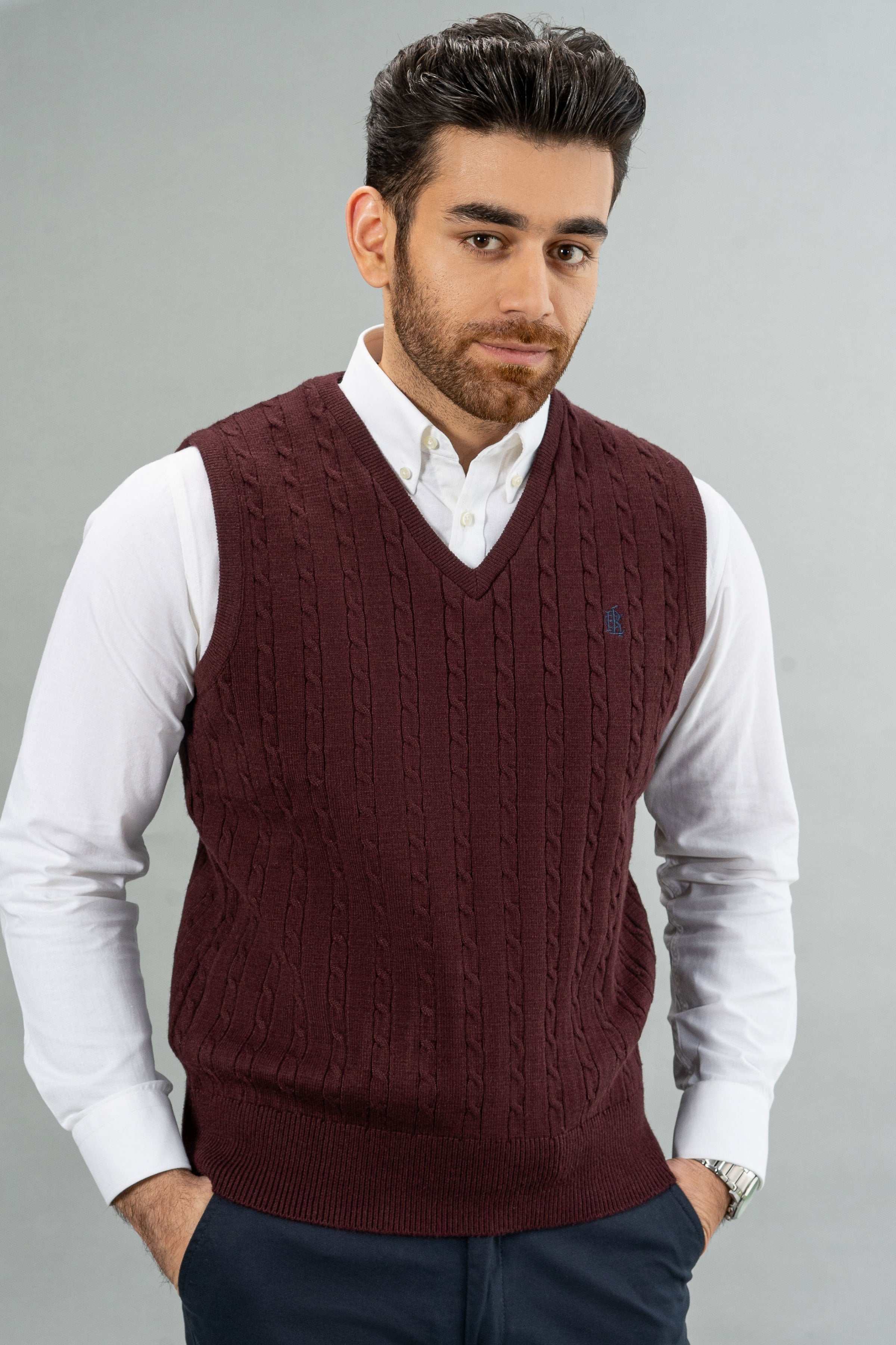 SLEEVELESS SWEATER MAROON at Charcoal Clothing