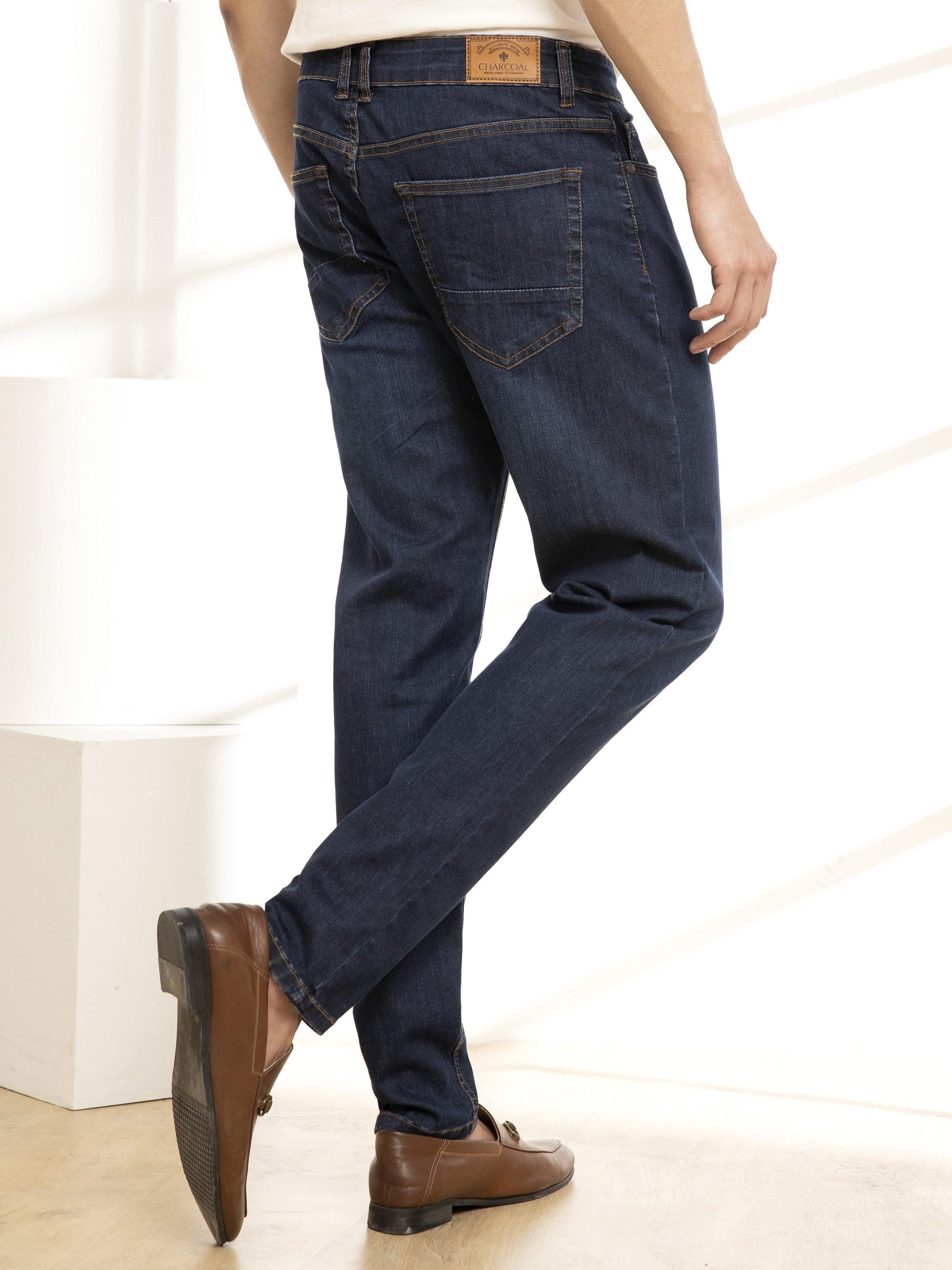 SLIM FIT JEANS DARK BLUE at Charcoal Clothing