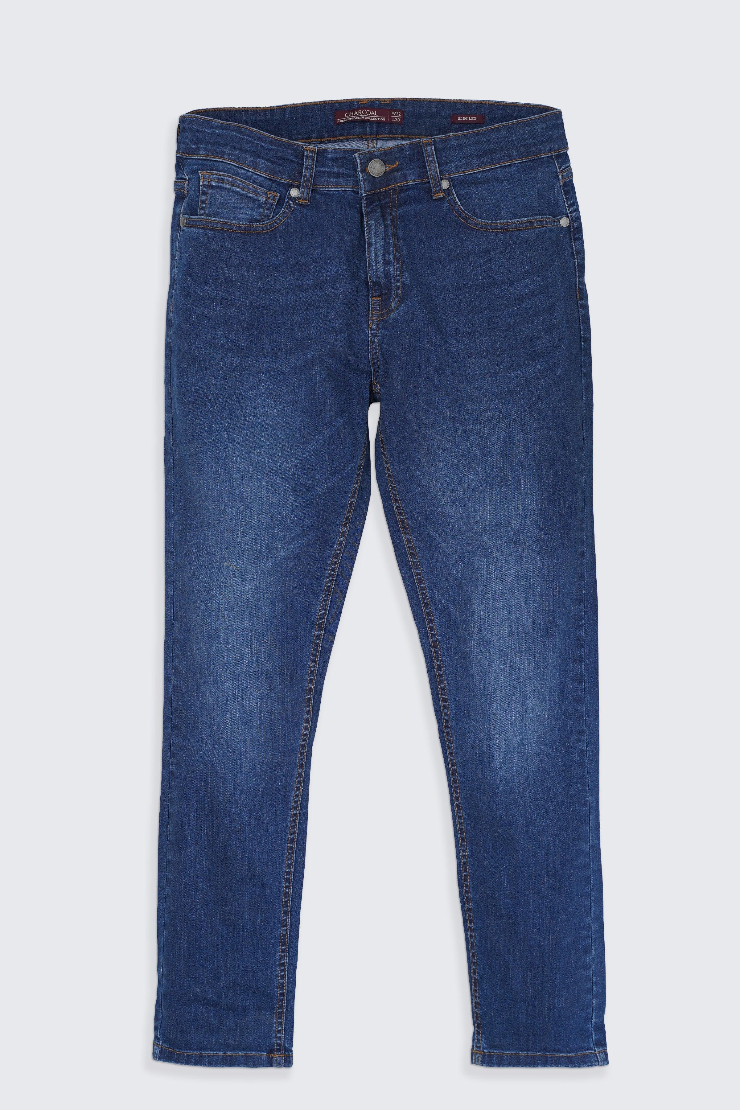 SLIM FIT LEG JEANS DARK BLUE at Charcoal Clothing