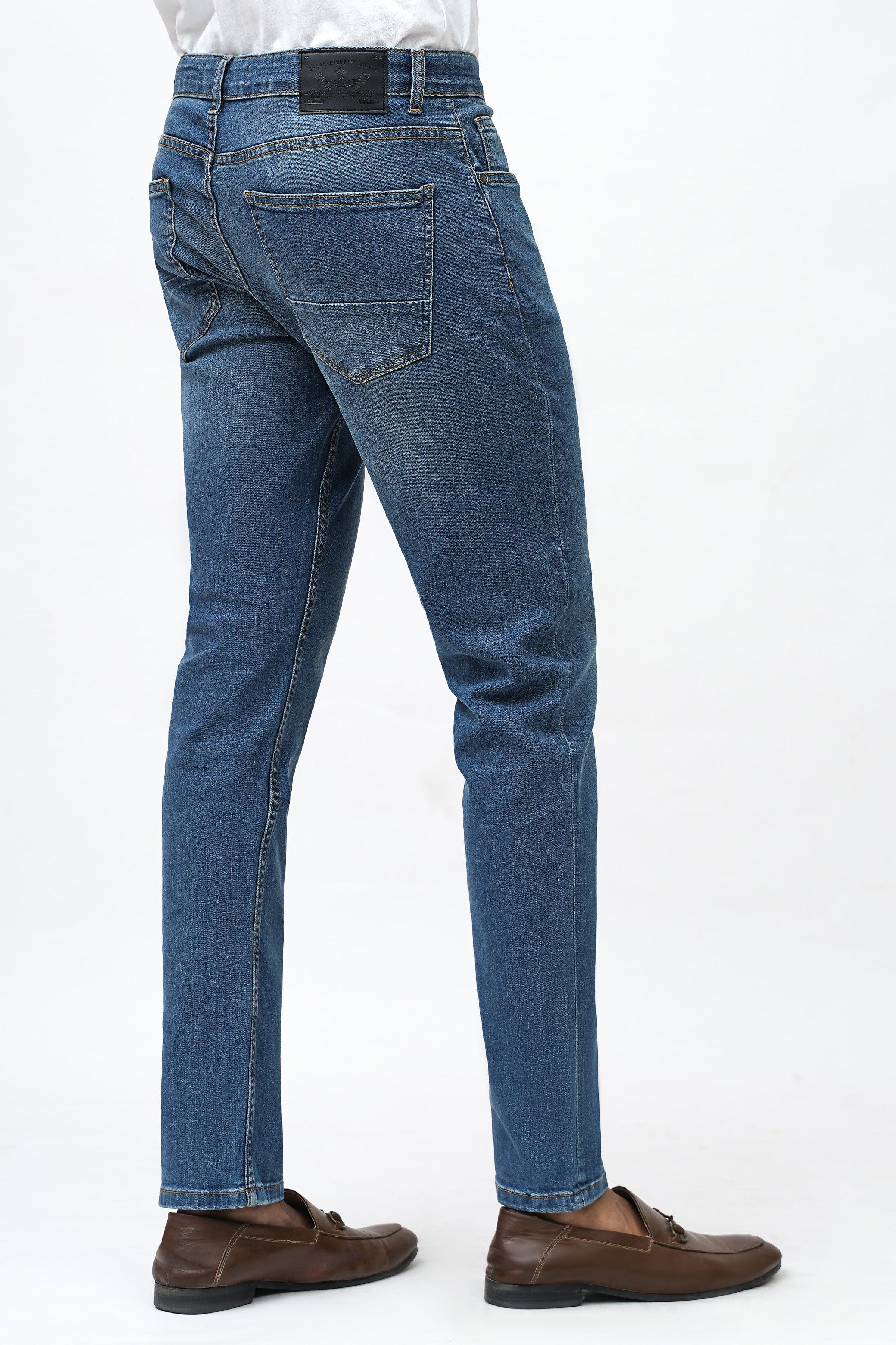 SLIM FIT MID BLUE DENIM JEAN at Charcoal Clothing
