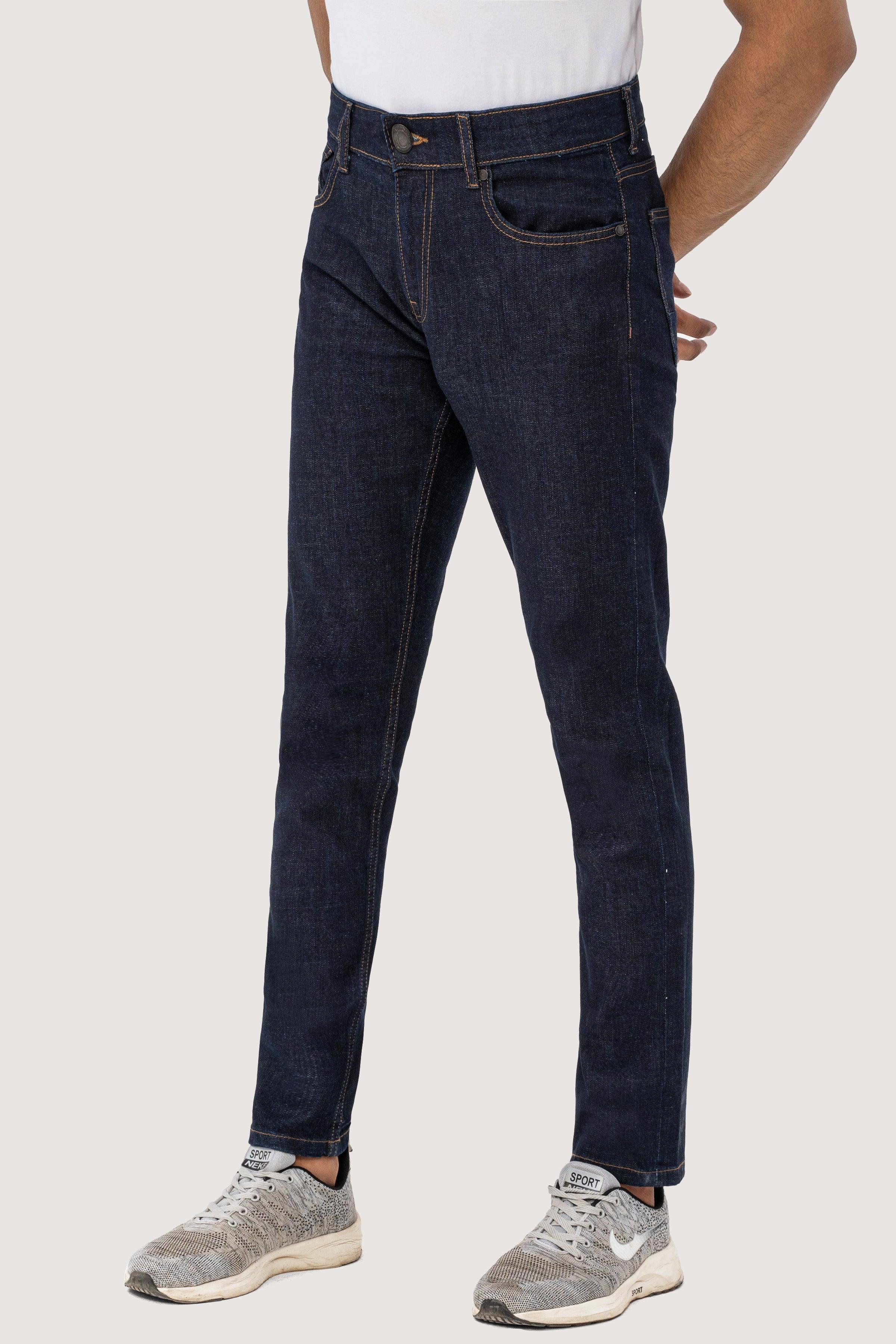 SLIM LEG DENIM JEANS DARK BLUE at Charcoal Clothing