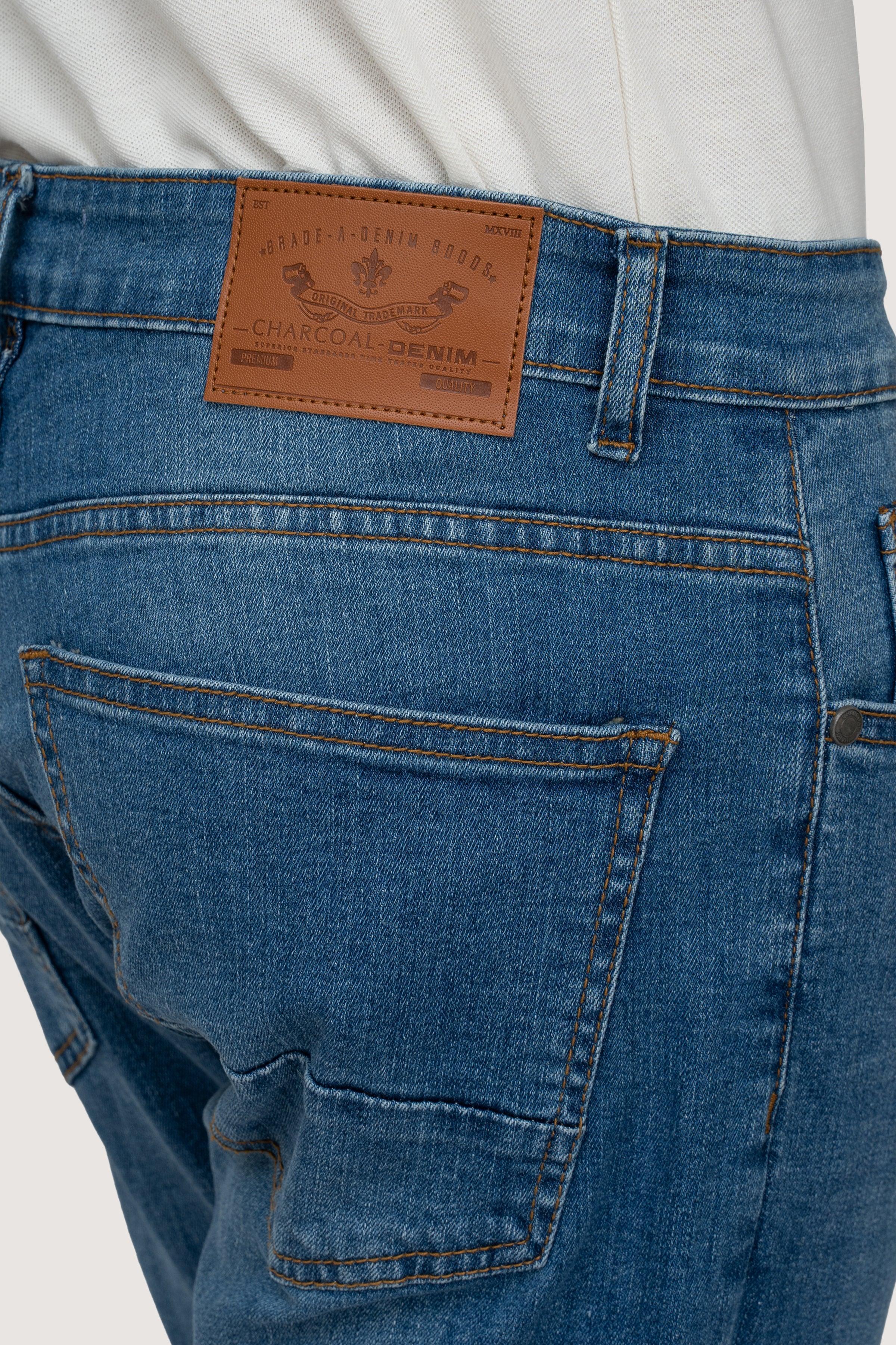 SLIM LEG DENIM JEANS LIGHT BLUE at Charcoal Clothing