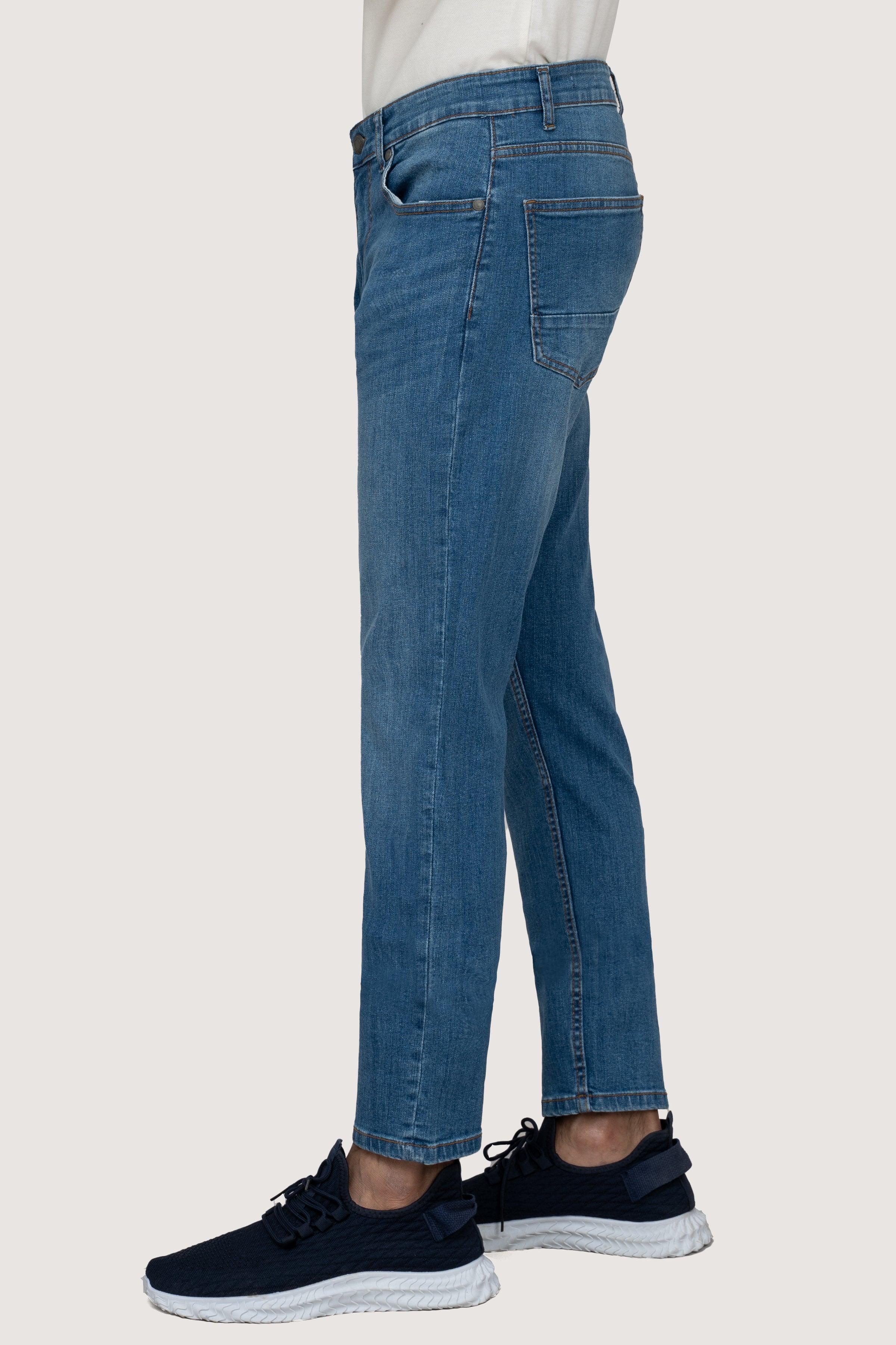 SLIM LEG DENIM JEANS LIGHT BLUE at Charcoal Clothing