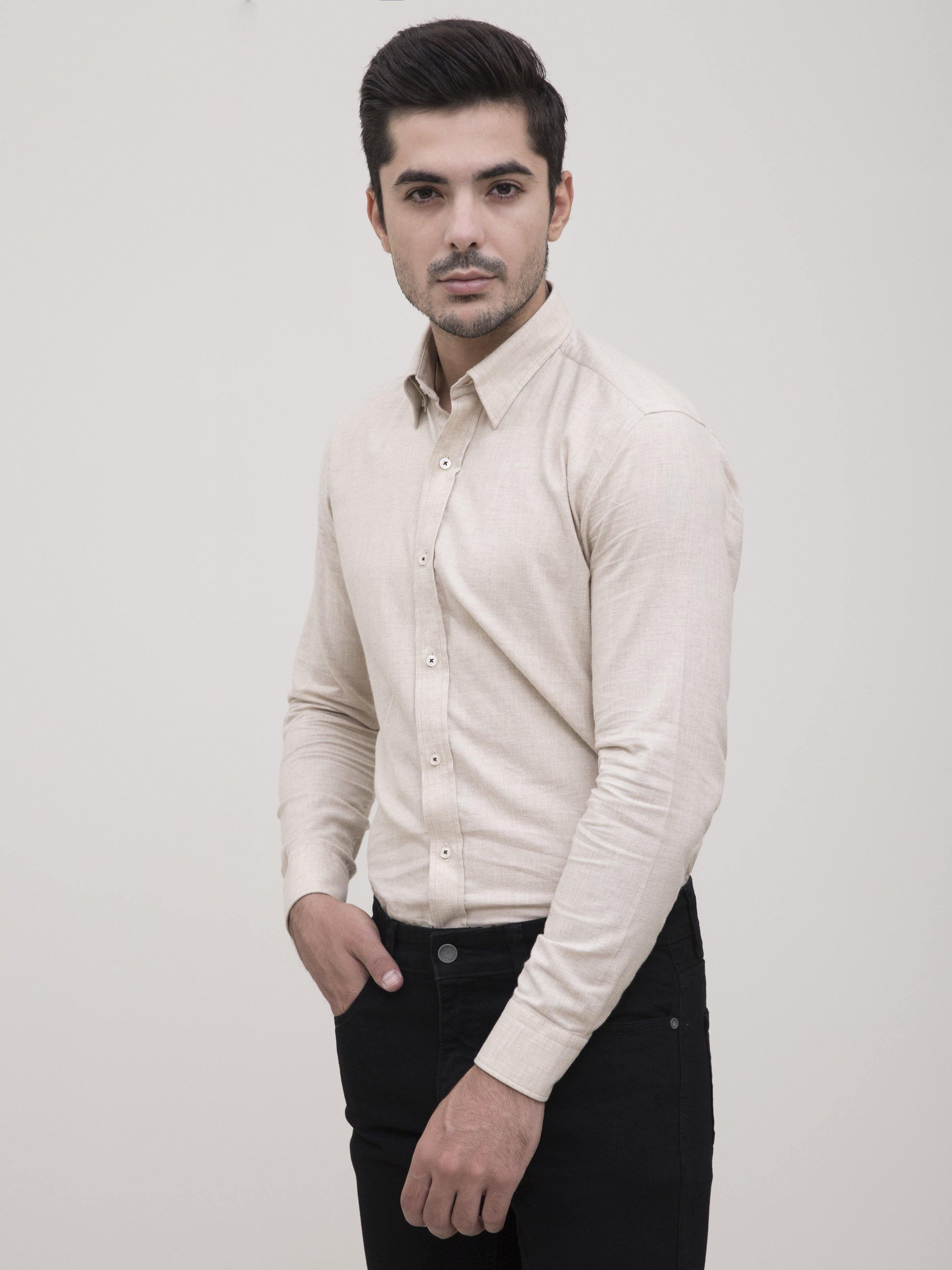 SMART SHIRT BEIGE at Charcoal Clothing