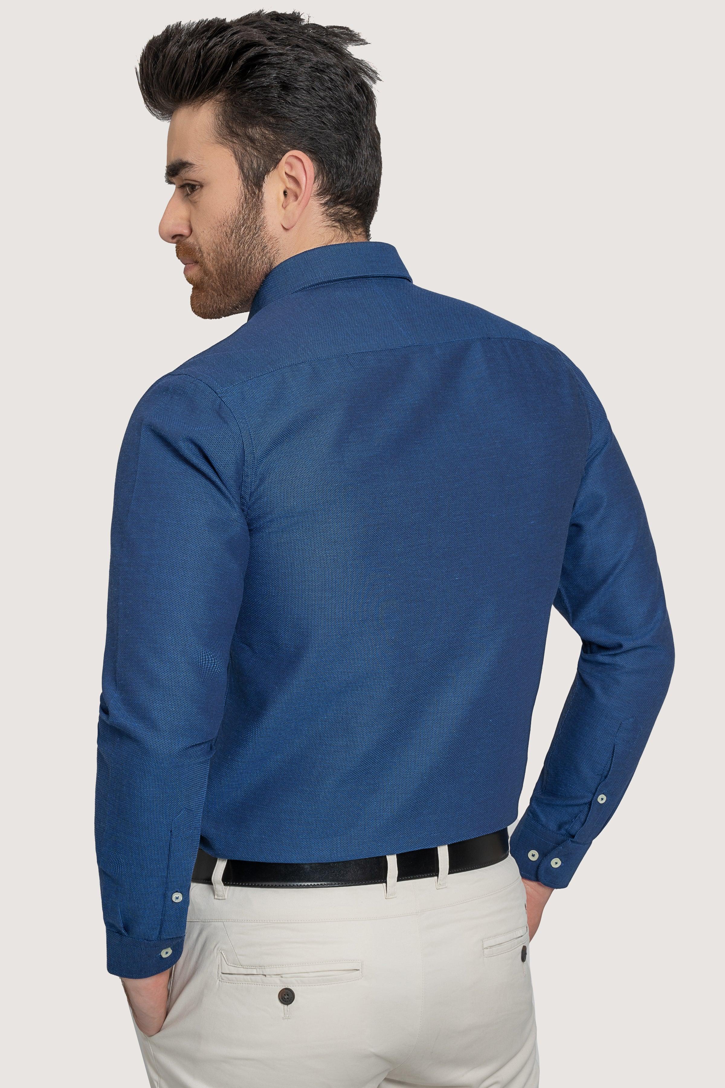 SMART SHIRT BLUE SELF at Charcoal Clothing