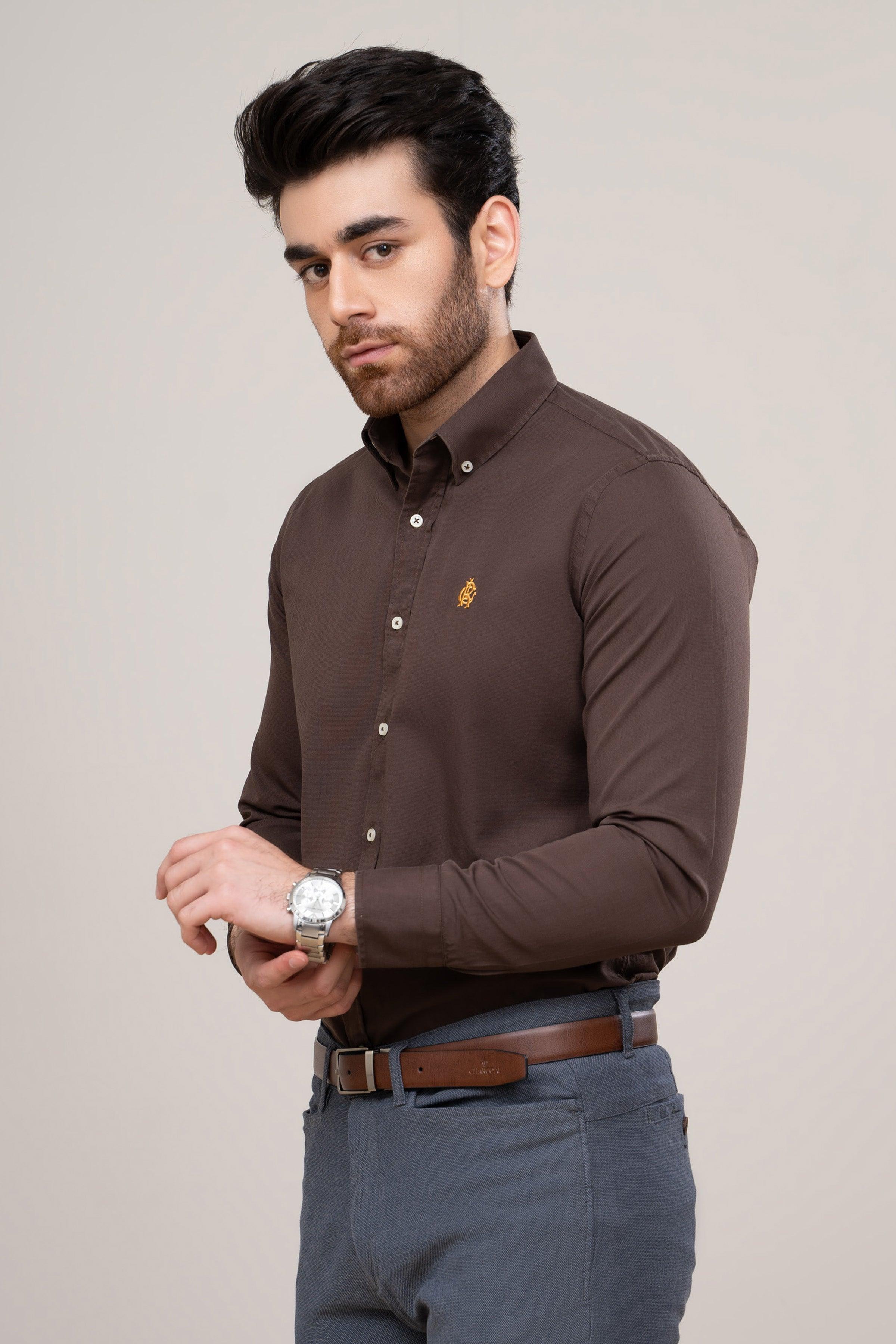 SMART SHIRT BROWN at Charcoal Clothing