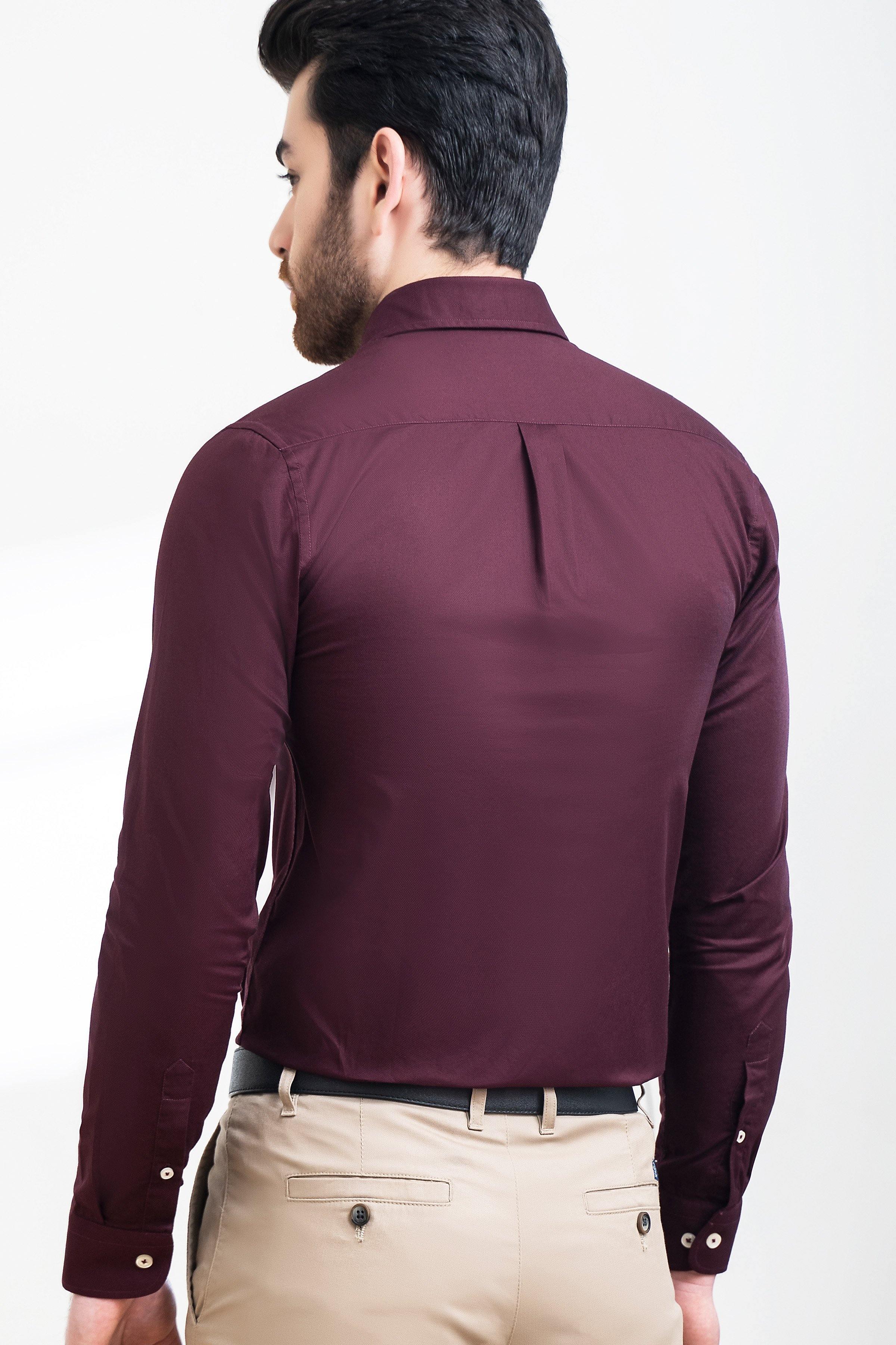 SMART SHIRT BUTTON DOWN FULL SLEEVE MAROON at Charcoal Clothing