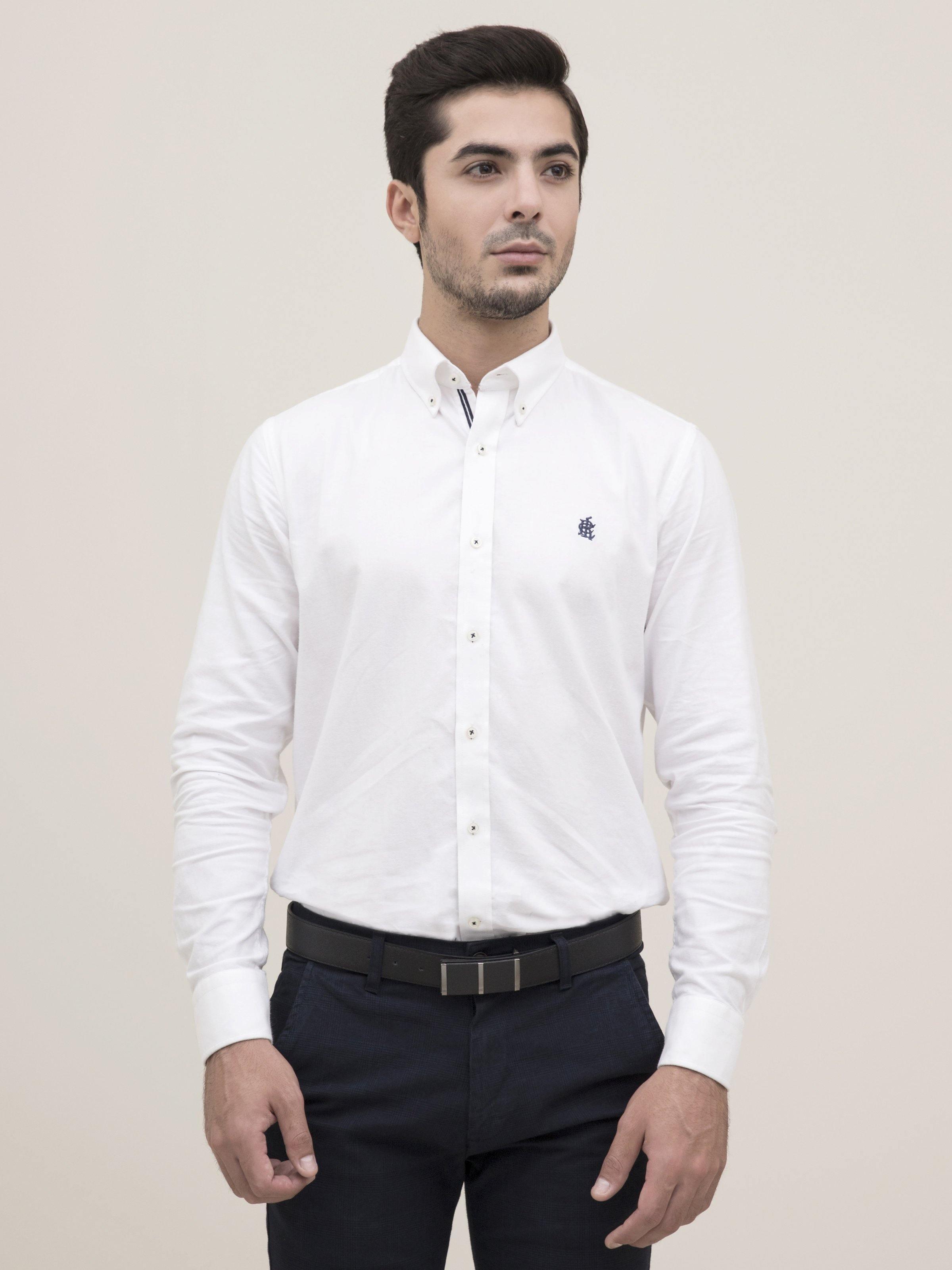 SMART SHIRT BUTTON DOWN FULL SLEEVE WHITE at Charcoal Clothing
