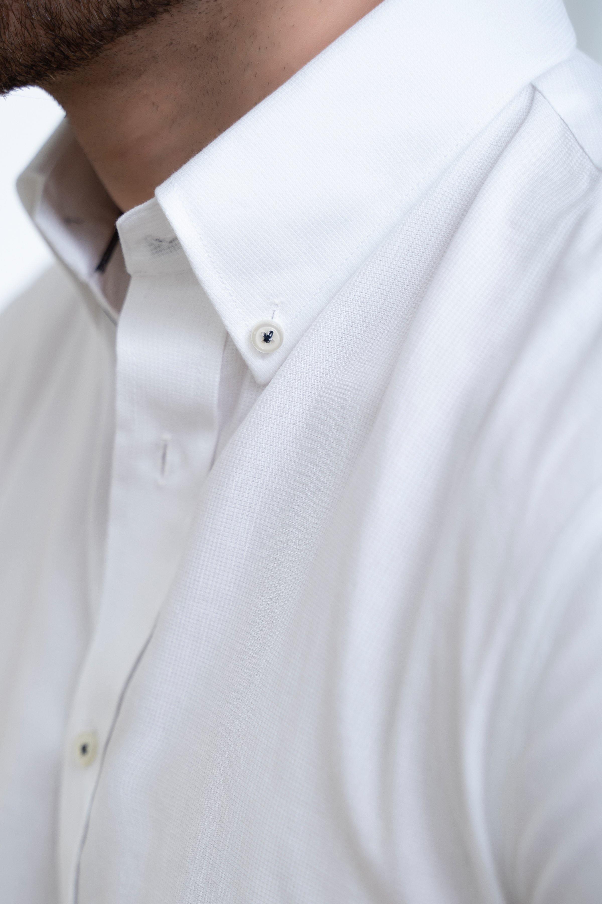 SMART SHIRT BUTTON DOWN FULL SLEEVE WHITE at Charcoal Clothing