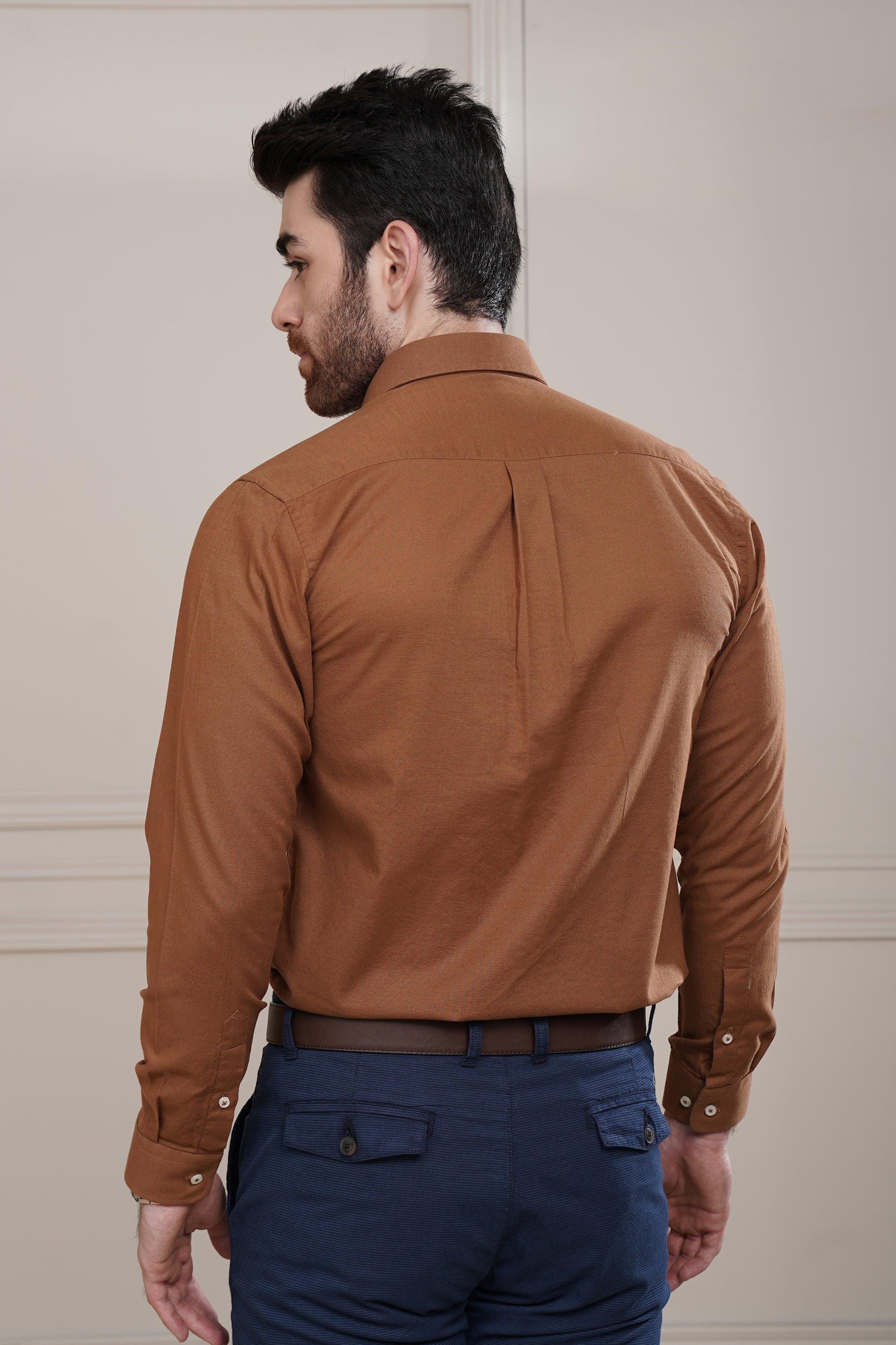 SMART SHIRT CARAMEL BROWN at Charcoal Clothing