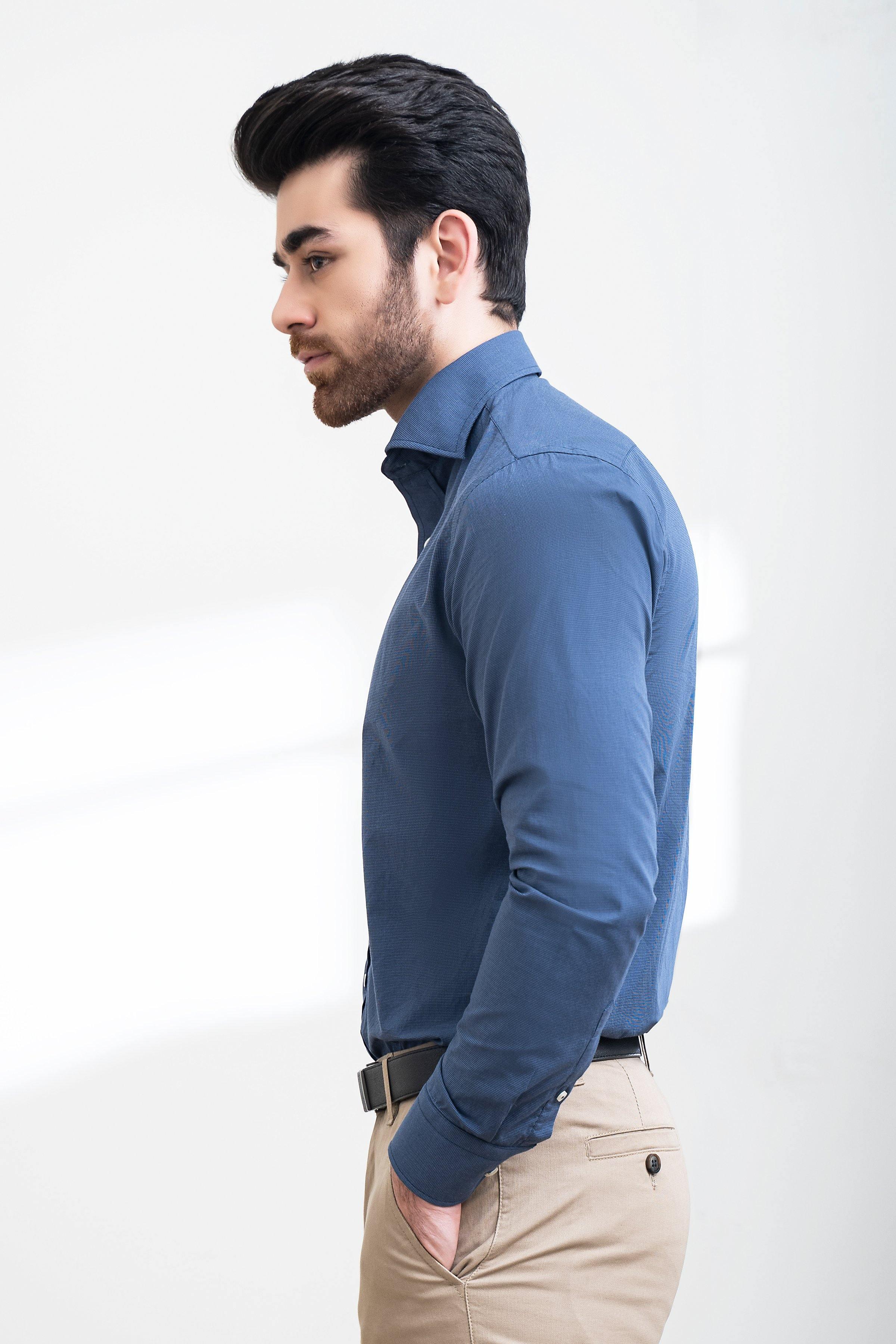 SMART SHIRT FRENCH COLLAR BLUE at Charcoal Clothing