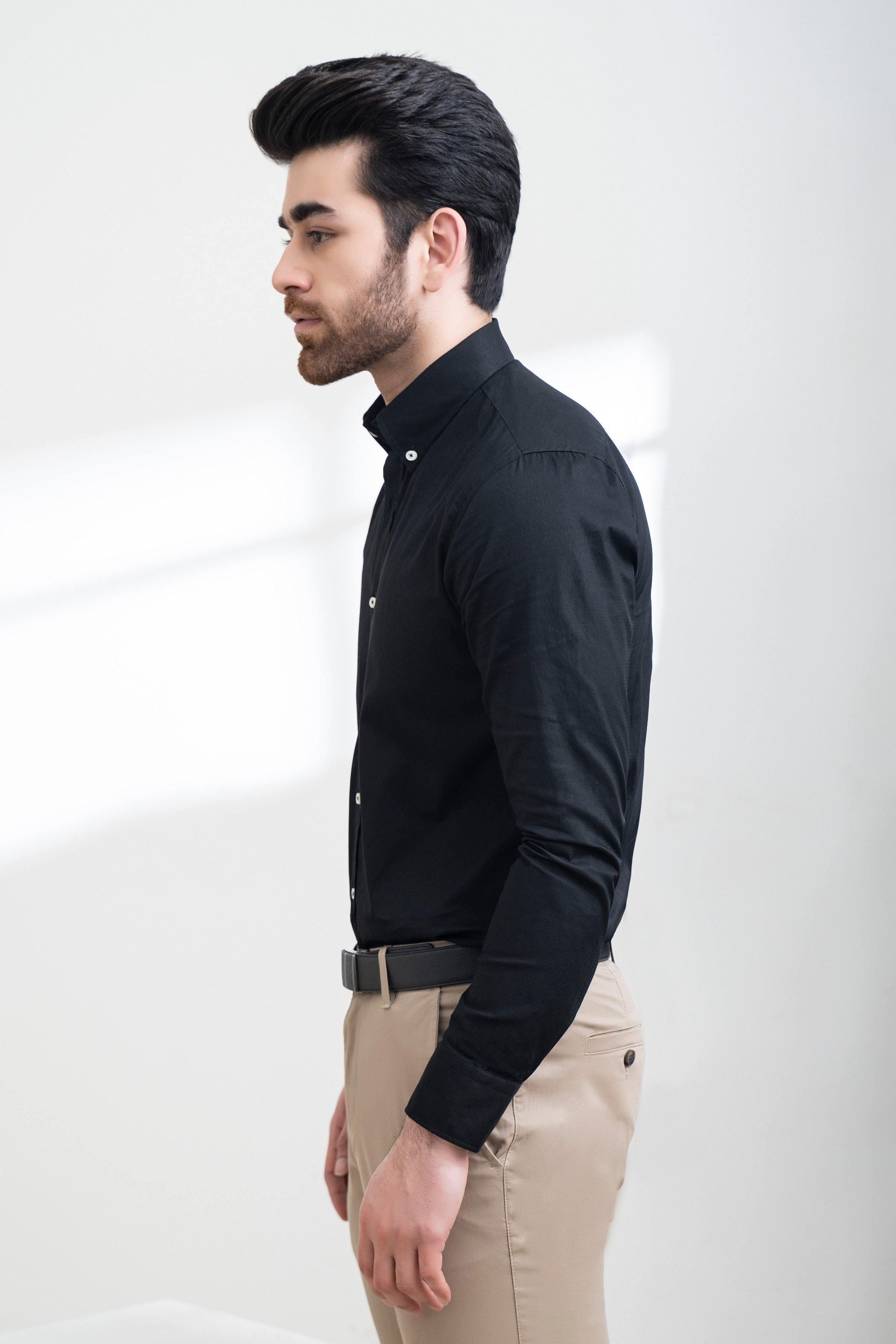 SMART SHIRT FULL SLEEVE BUTTON DOWN BLACK at Charcoal Clothing