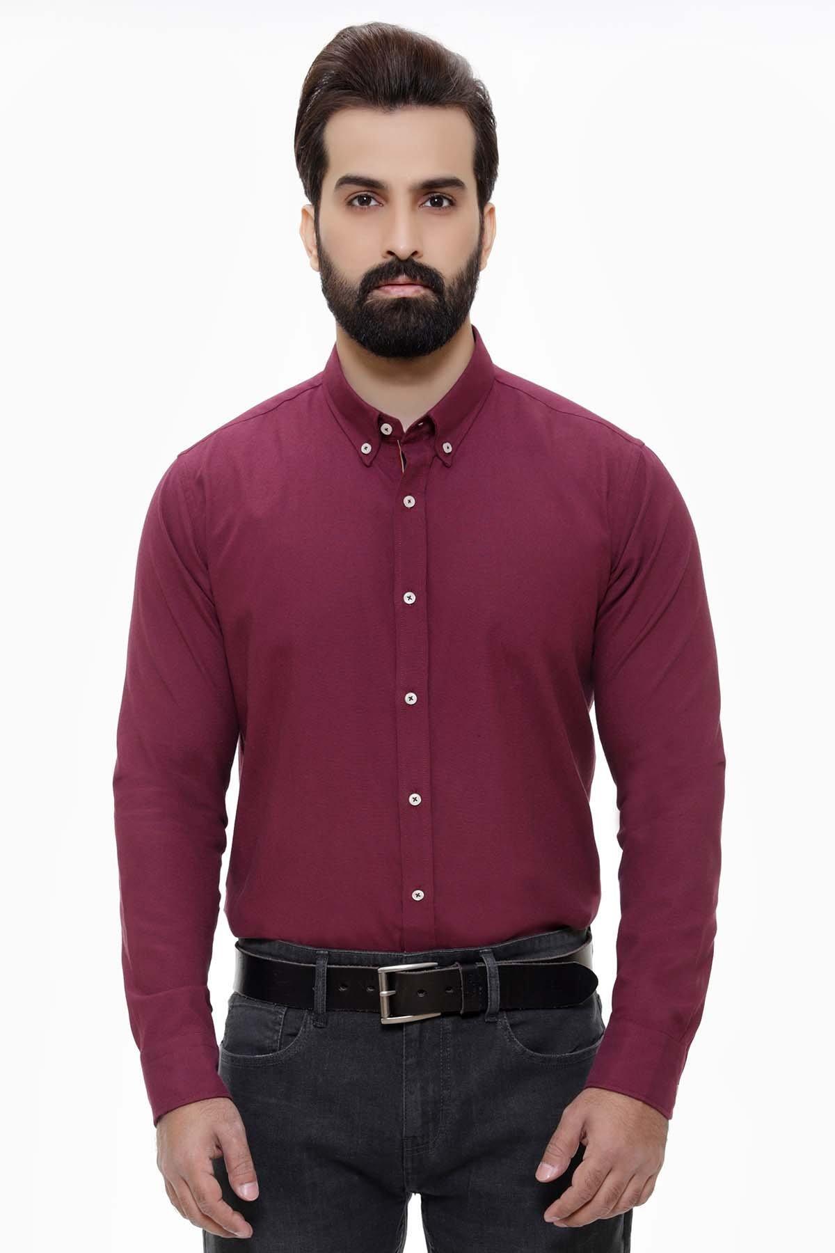 SMART SHIRT FULL SLEEVE BUTTON DOWN MAROON at Charcoal Clothing
