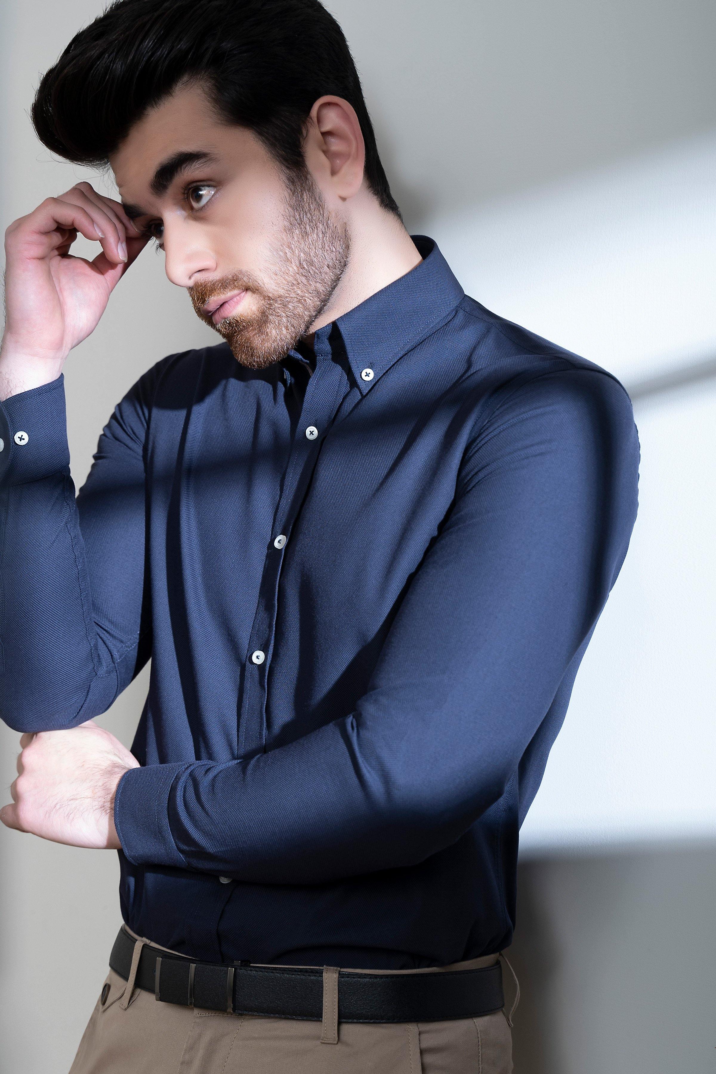 SMART SHIRT FULL SLEEVE BUTTON DOWN NAVY at Charcoal Clothing