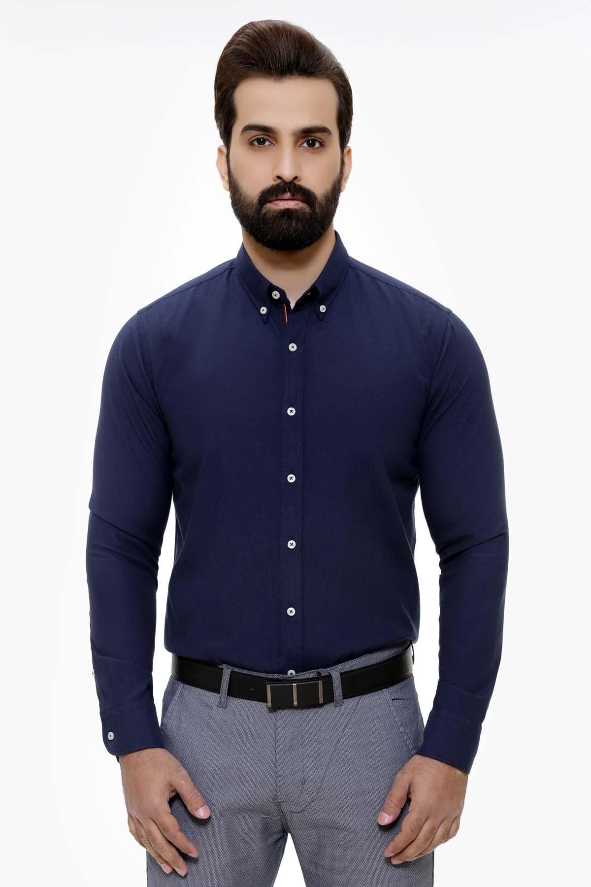 SMART SHIRT FULL SLEEVE BUTTON DOWN NAVY at Charcoal Clothing