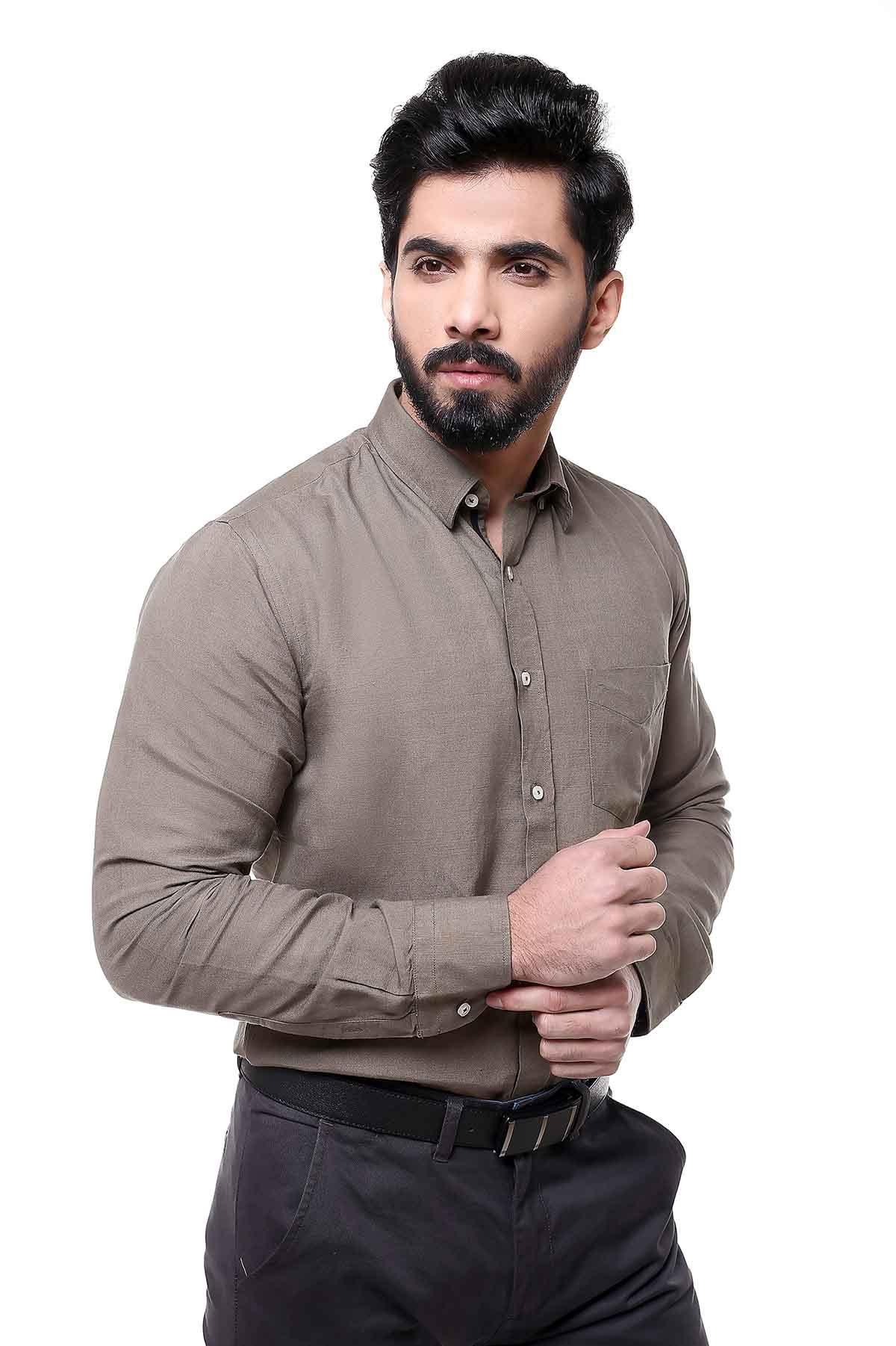 SMART SHIRT FULL SLEEVE BUTTON DOWN OLIVE at Charcoal Clothing