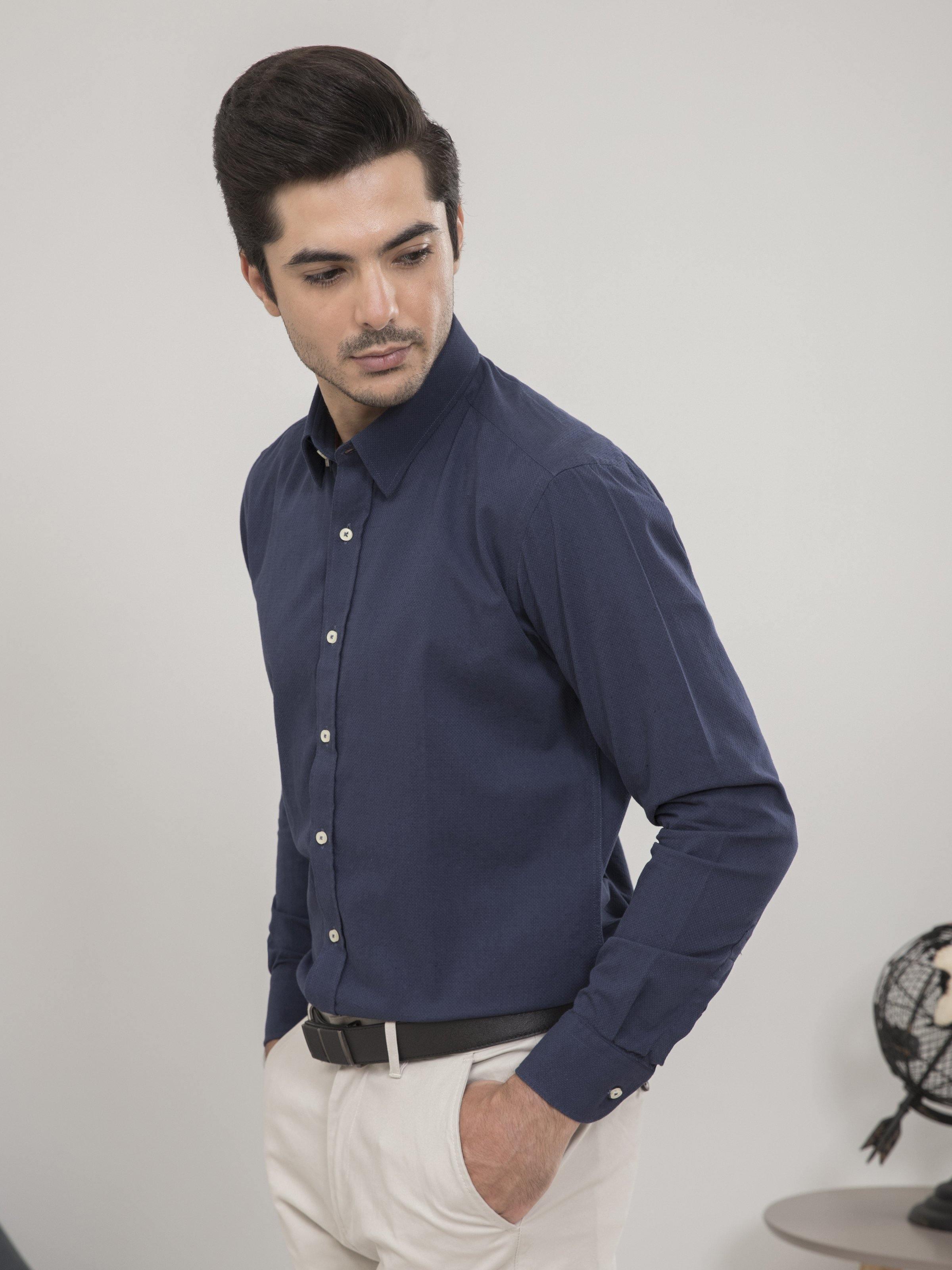 SMART SHIRT FULL SLEEVE NAVY at Charcoal Clothing