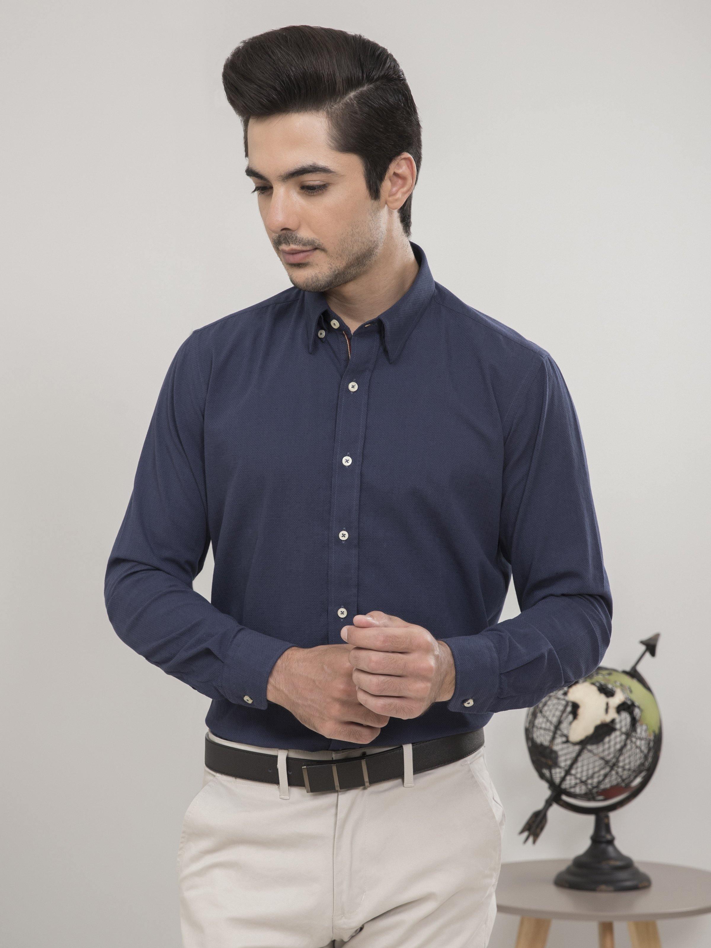 SMART SHIRT FULL SLEEVE NAVY at Charcoal Clothing