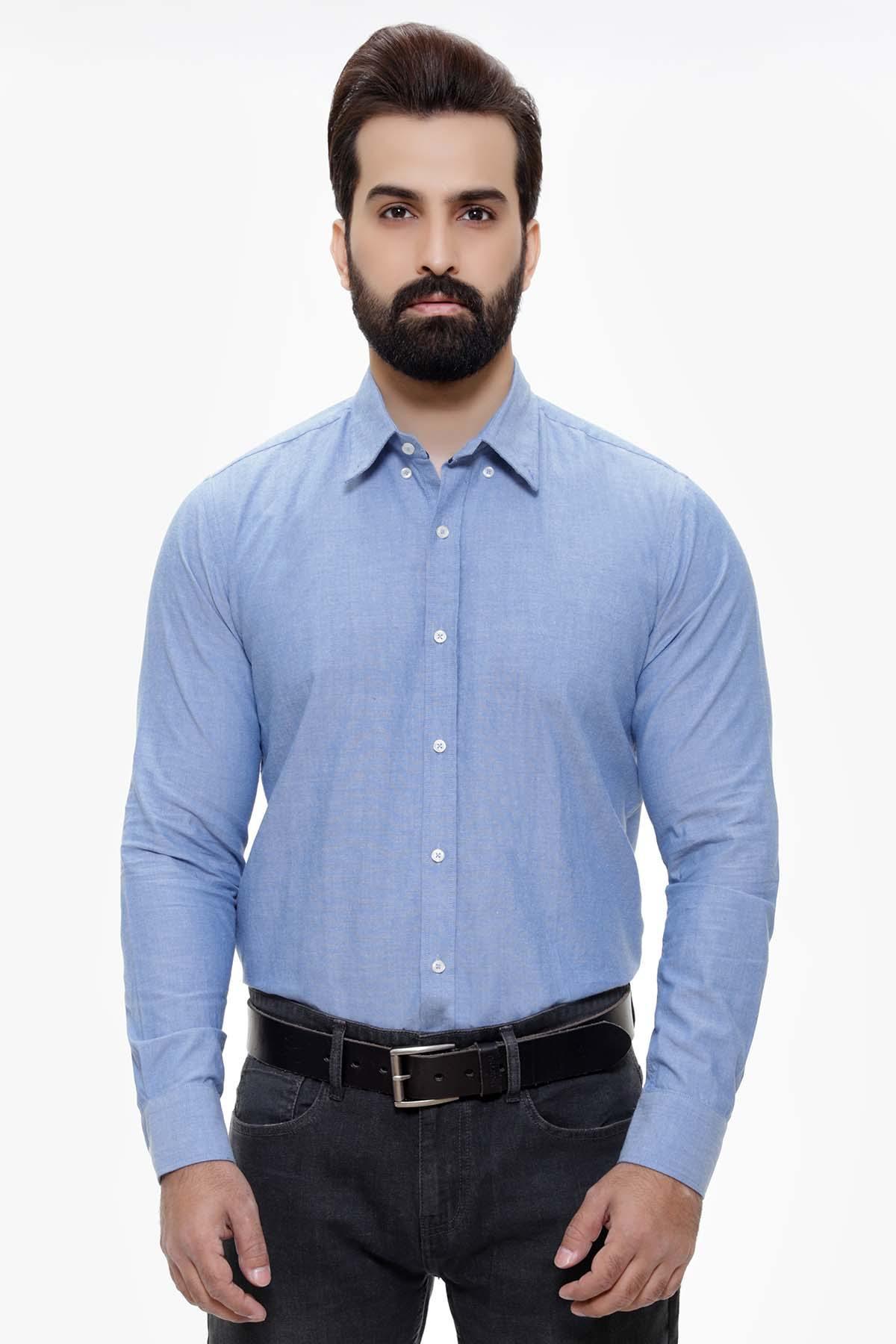 SMART SHIRT FULL SLEEVE SKY BLUE at Charcoal Clothing