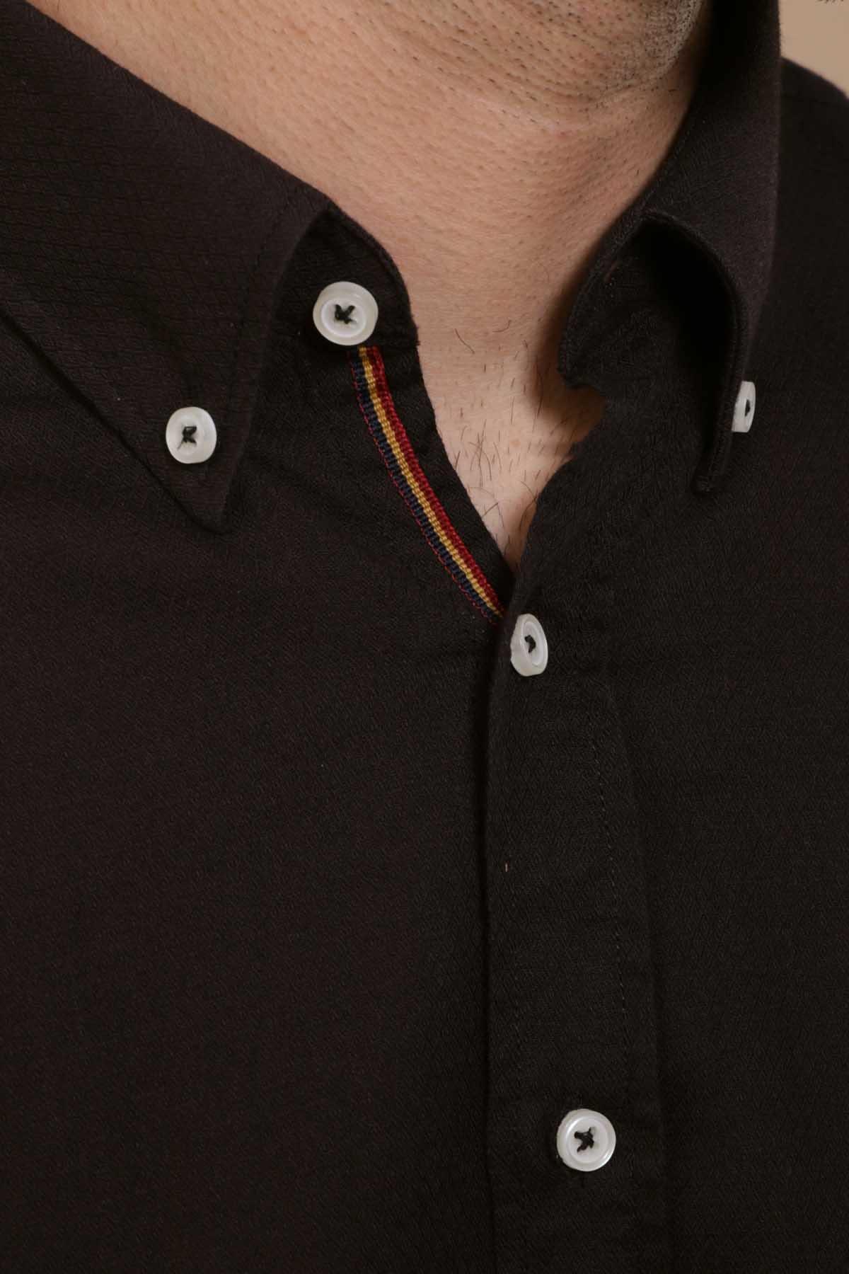SMART SHIRT FULL SLEEVE SLIM FIT BLACK at Charcoal Clothing
