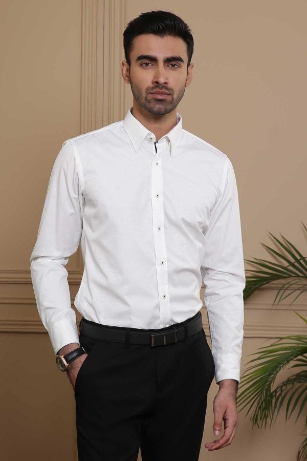 SMART SHIRT FULL SLEEVE SLIM FIT OFF WHITE at Charcoal Clothing
