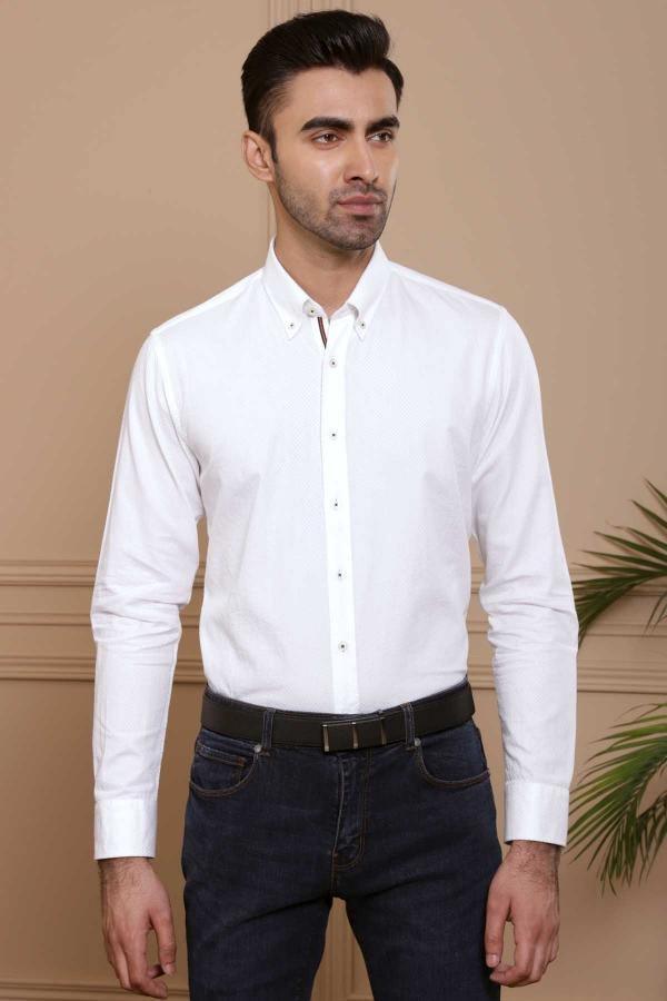 SMART SHIRT FULL SLEEVE SLIM FIT WHITE at Charcoal Clothing