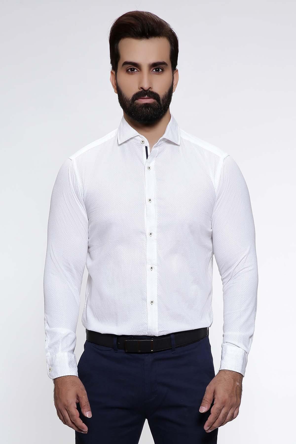 SMART SHIRT FULL SLEEVE  WHITE at Charcoal Clothing