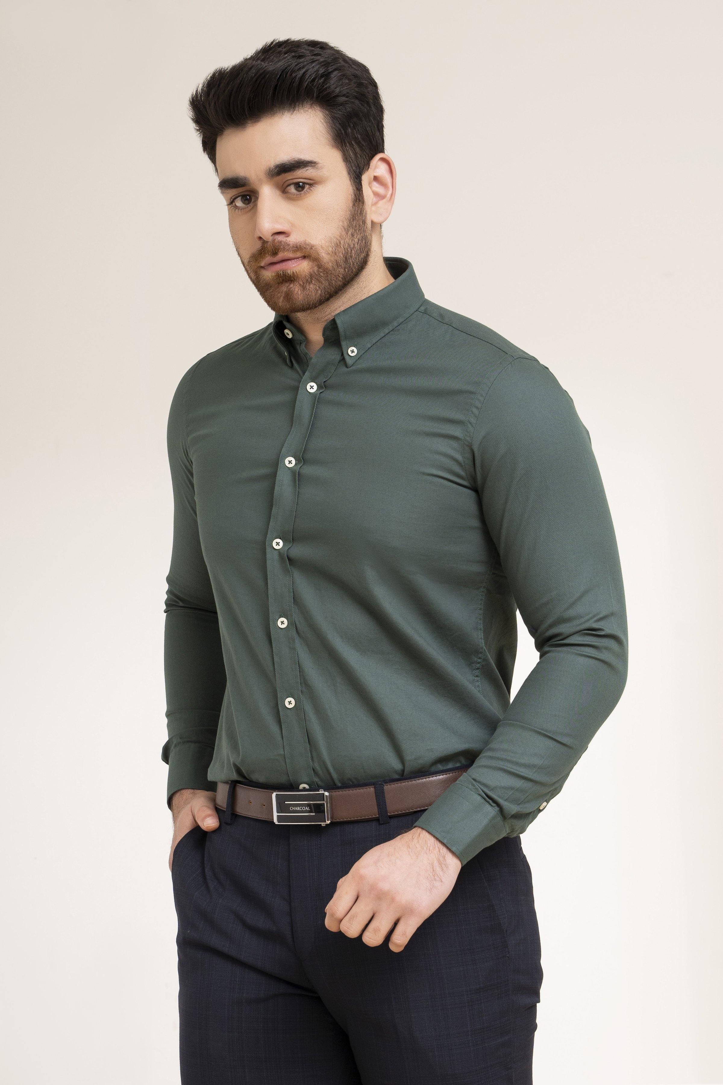 SMART SHIRT GREEN at Charcoal Clothing