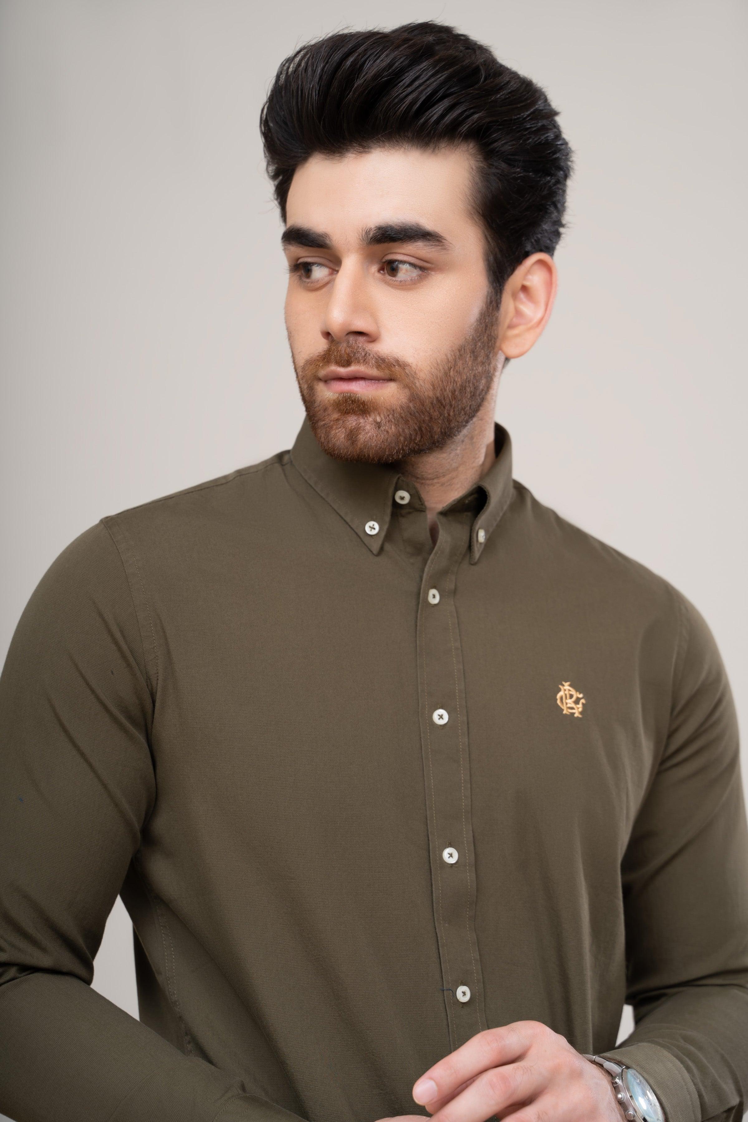 SMART SHIRT GREEN at Charcoal Clothing