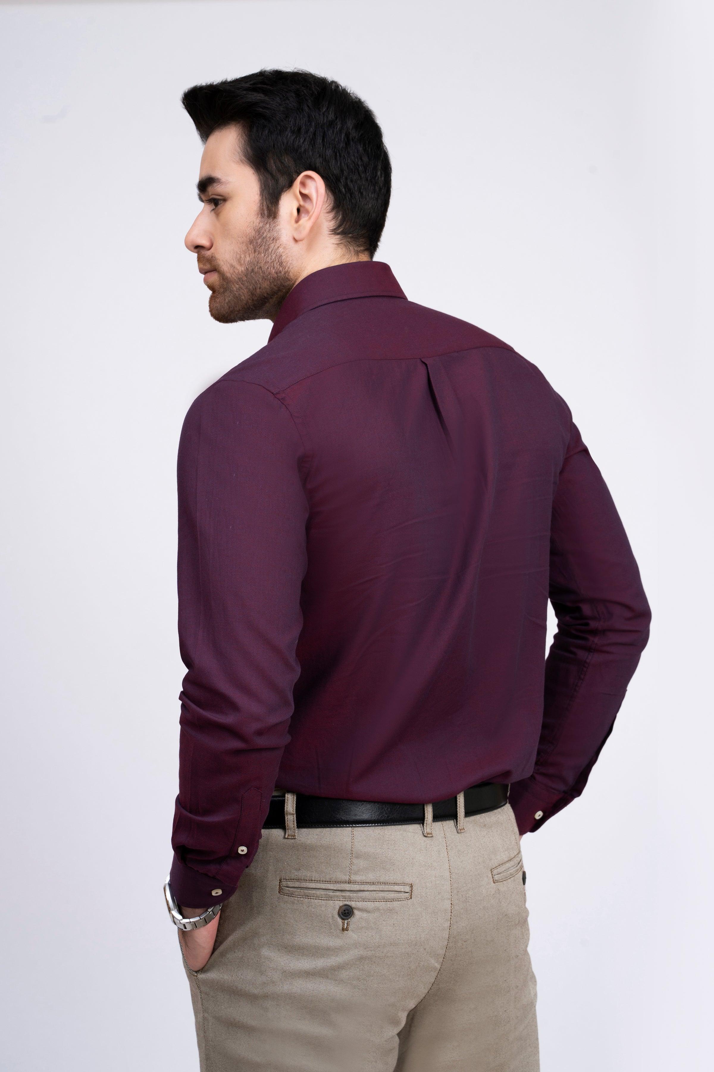 SMART SHIRT MAROON at Charcoal Clothing