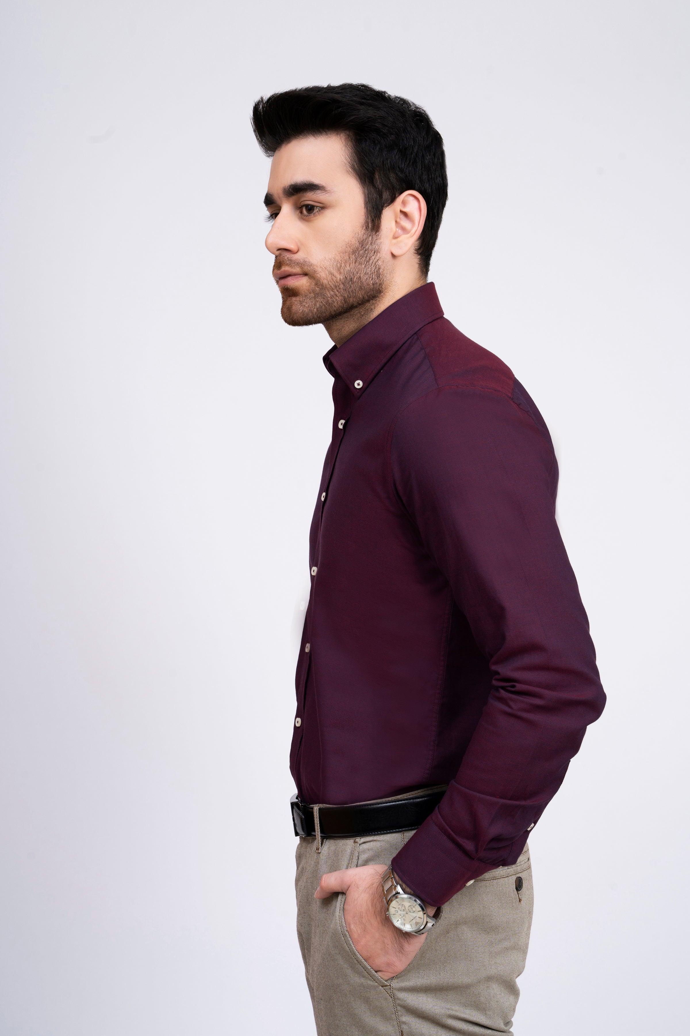 SMART SHIRT MAROON at Charcoal Clothing