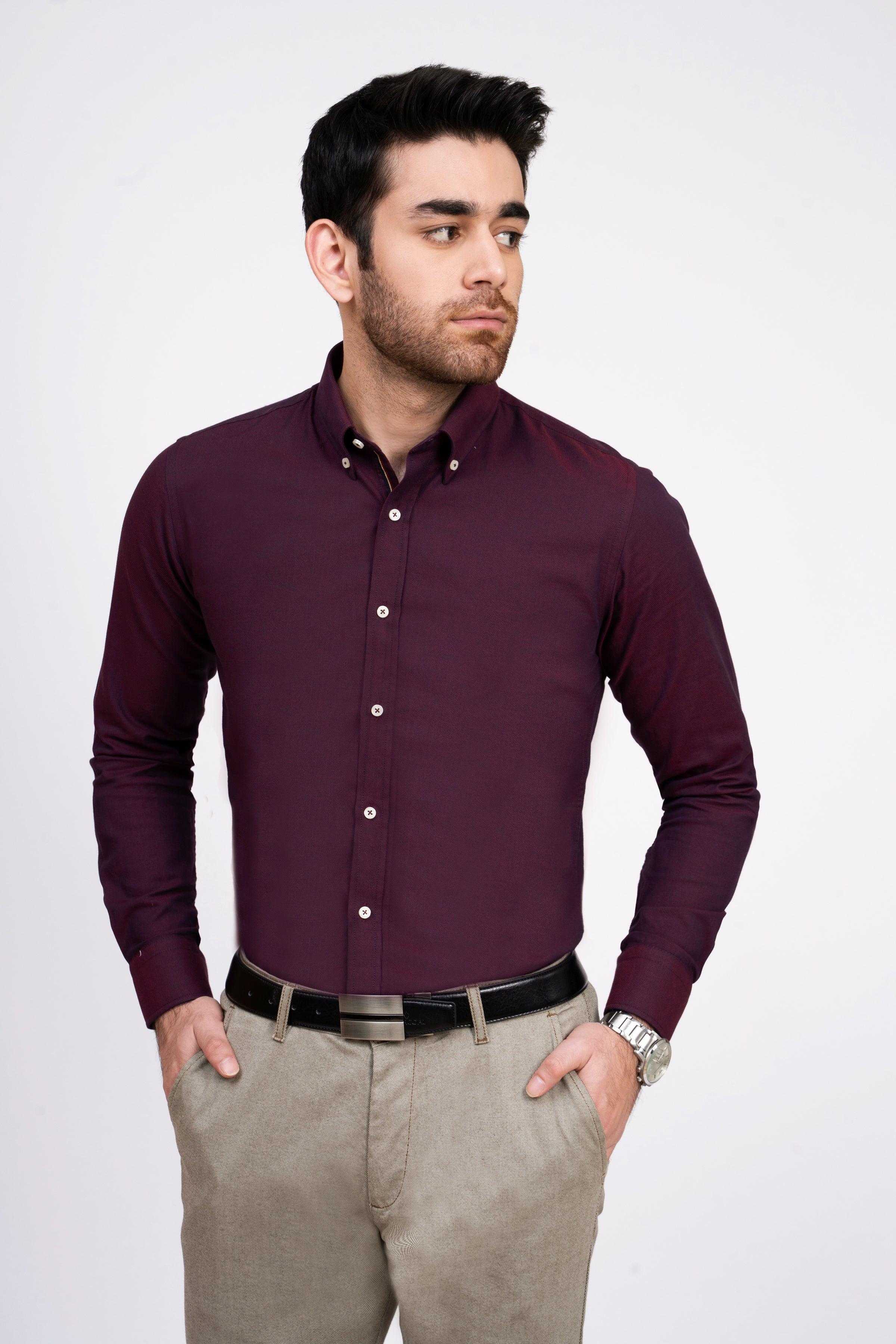 SMART SHIRT MAROON at Charcoal Clothing