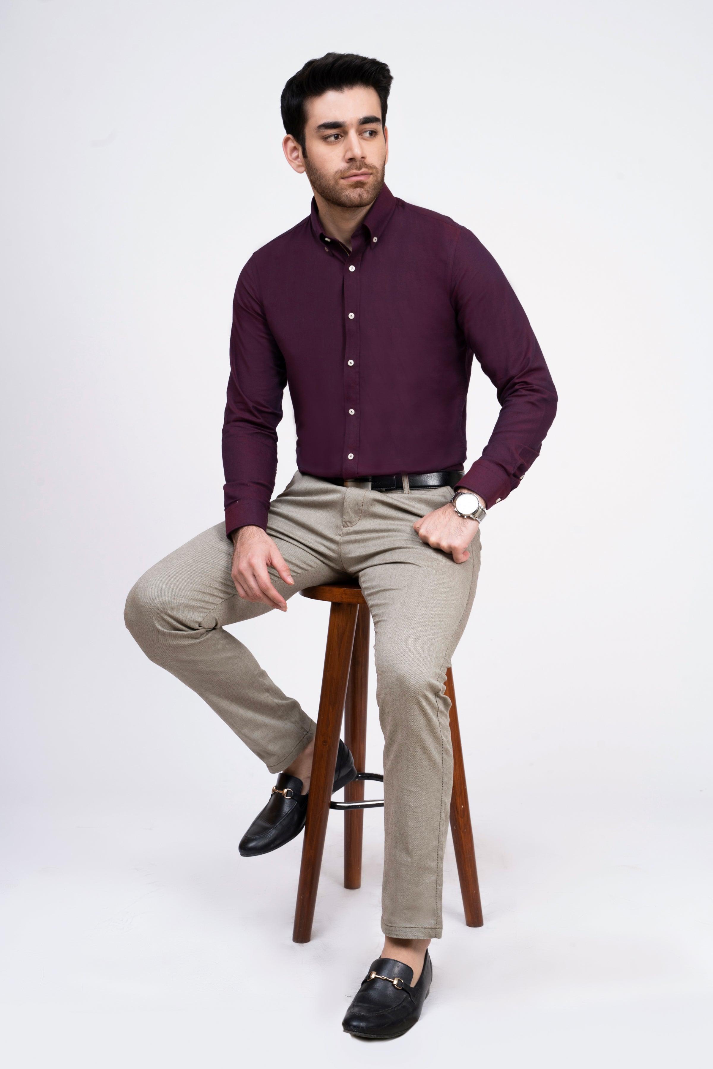 SMART SHIRT MAROON at Charcoal Clothing