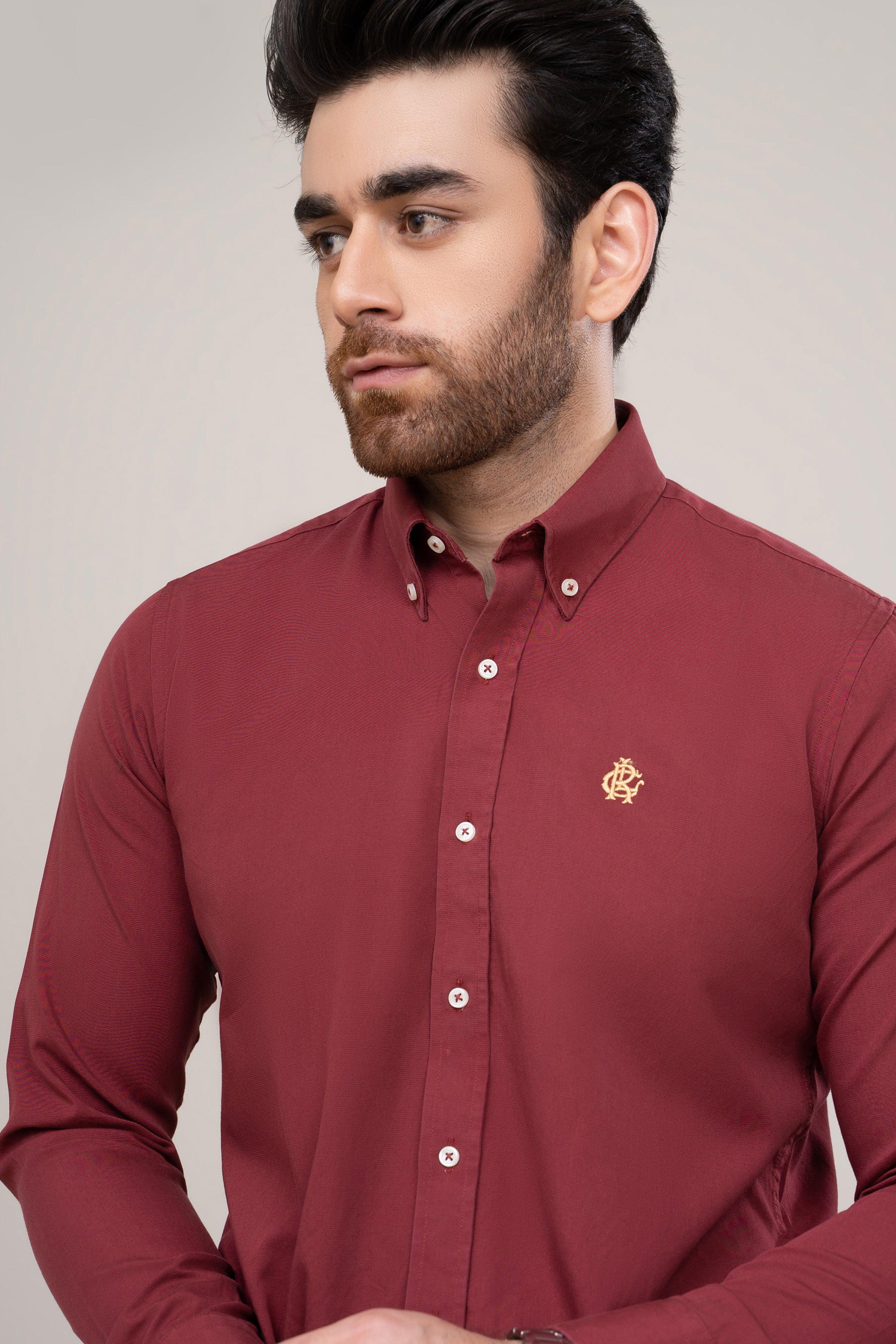 SMART SHIRT MAROON at Charcoal Clothing