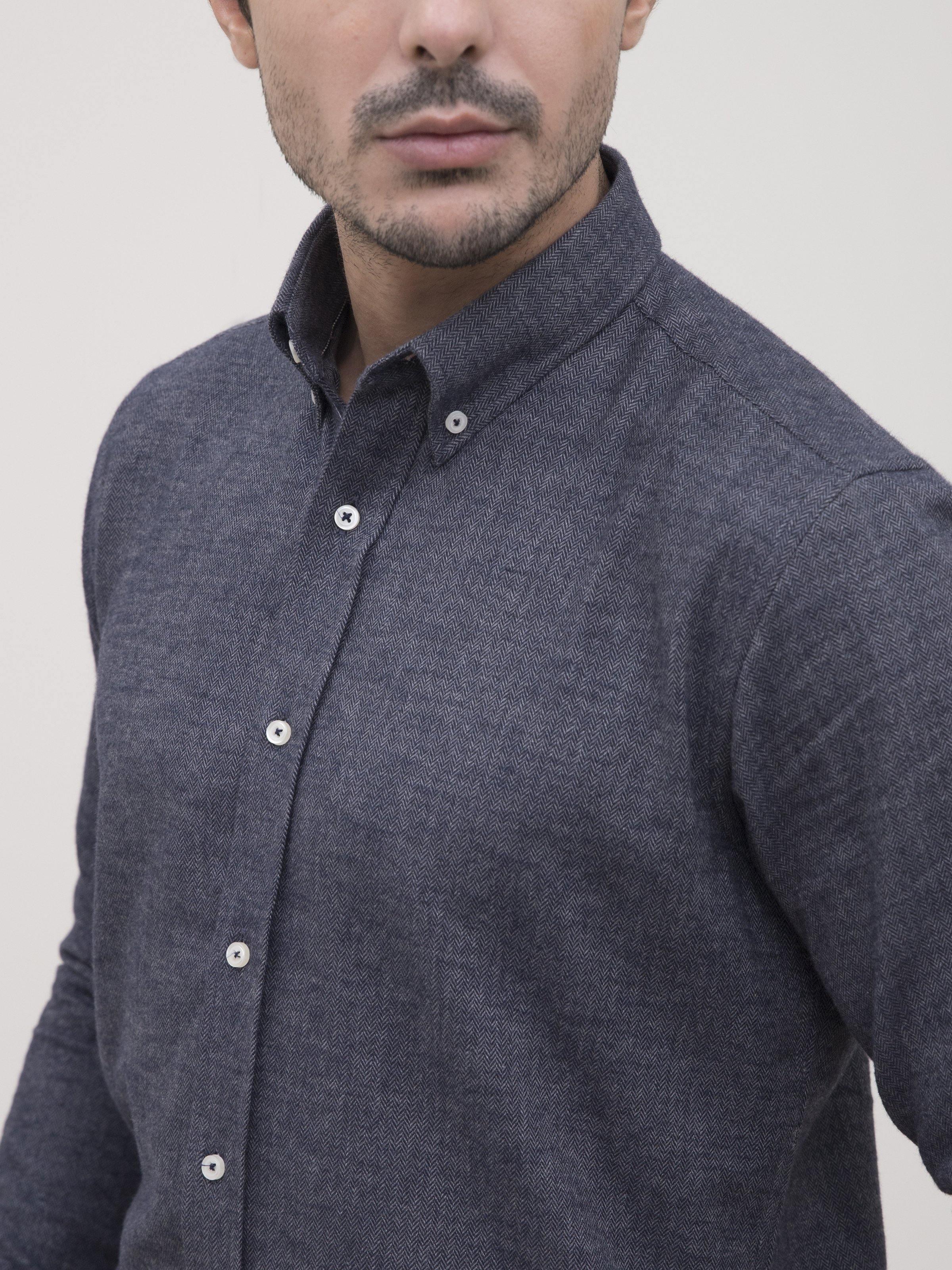 SMART SHIRT NAVY GREY at Charcoal Clothing