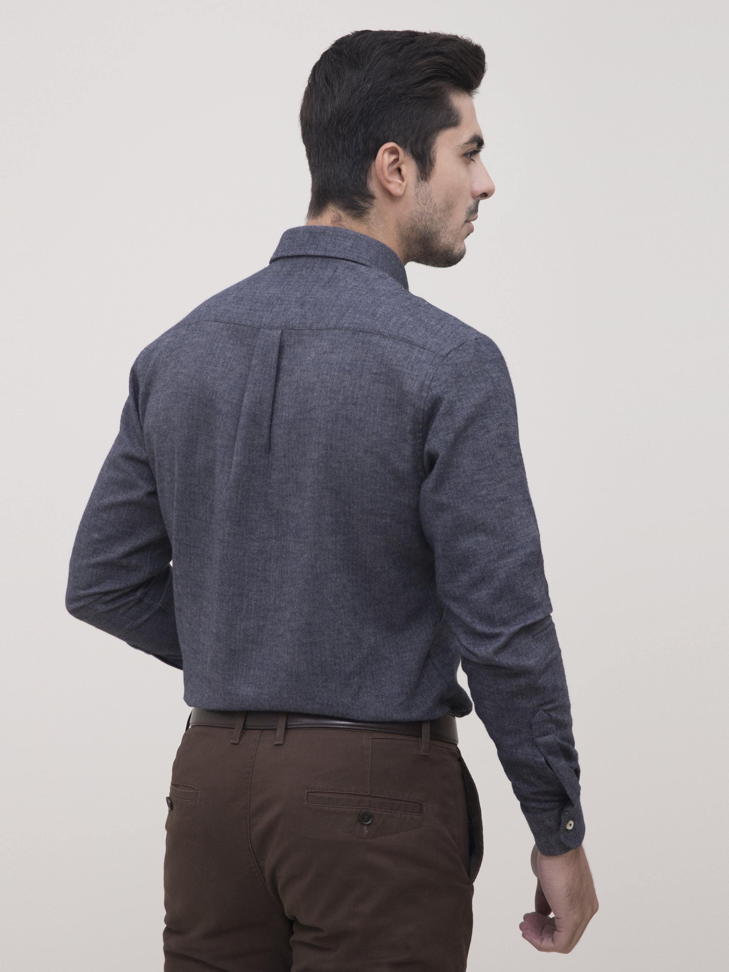 SMART SHIRT NAVY GREY at Charcoal Clothing