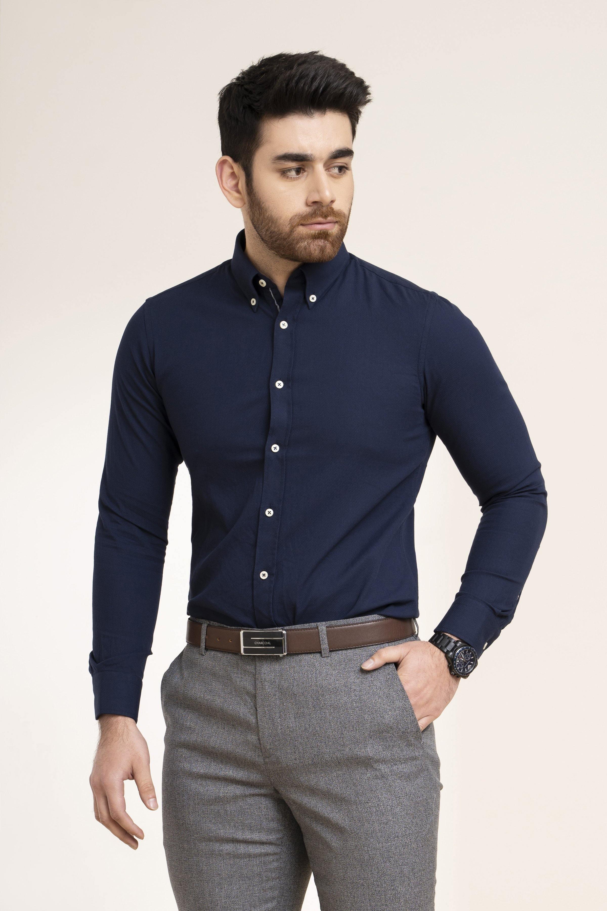 SMART SHIRT NAVY at Charcoal Clothing