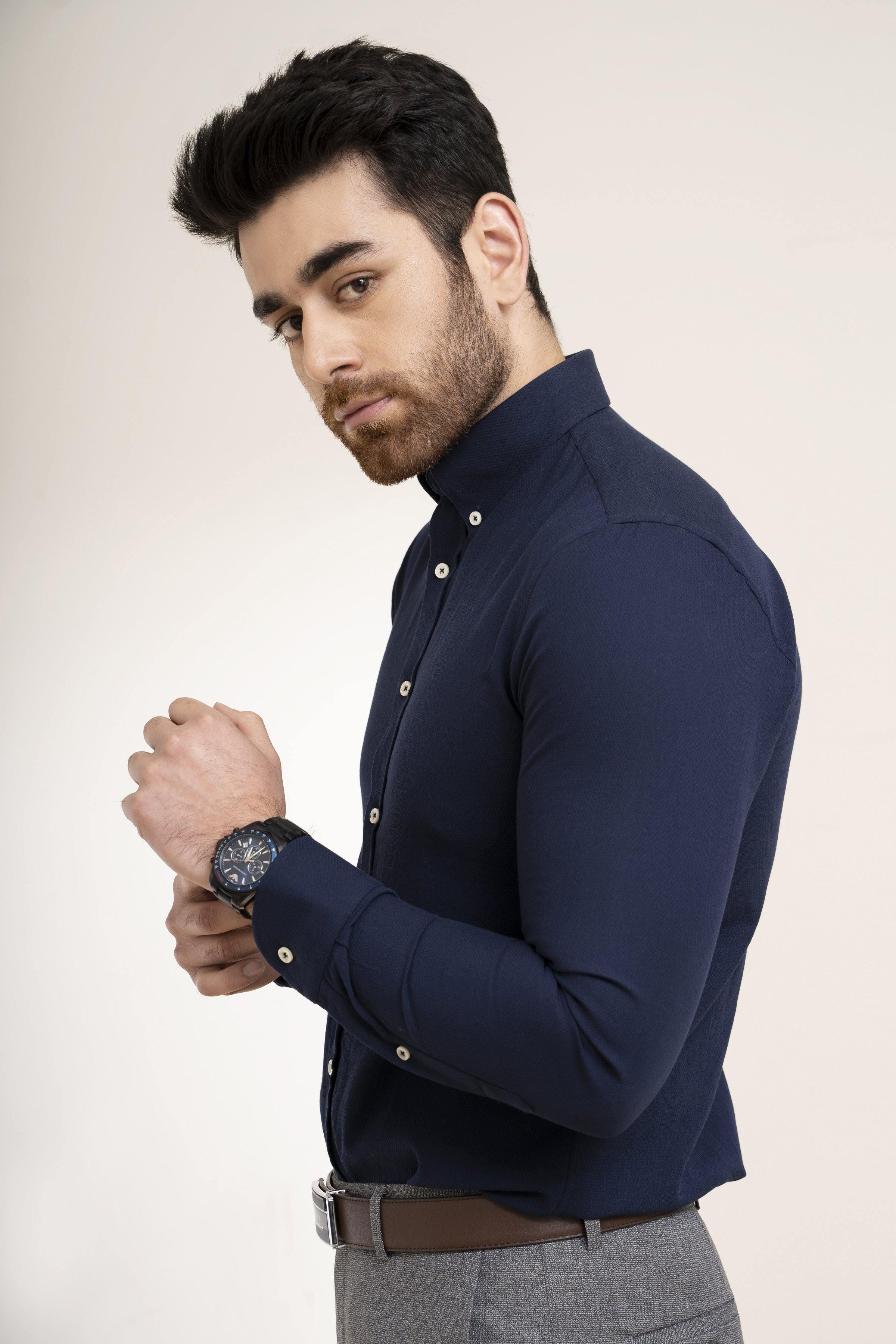 SMART SHIRT NAVY at Charcoal Clothing