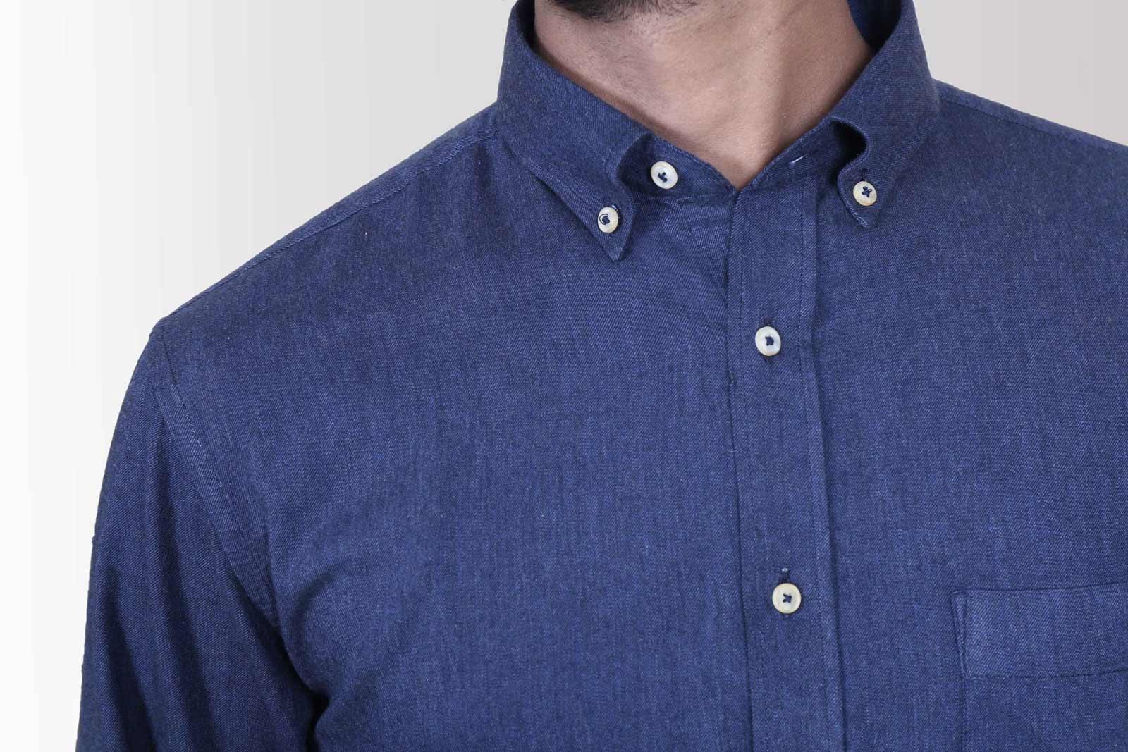 SMART SHIRT WOOL DENIM BLUE at Charcoal Clothing